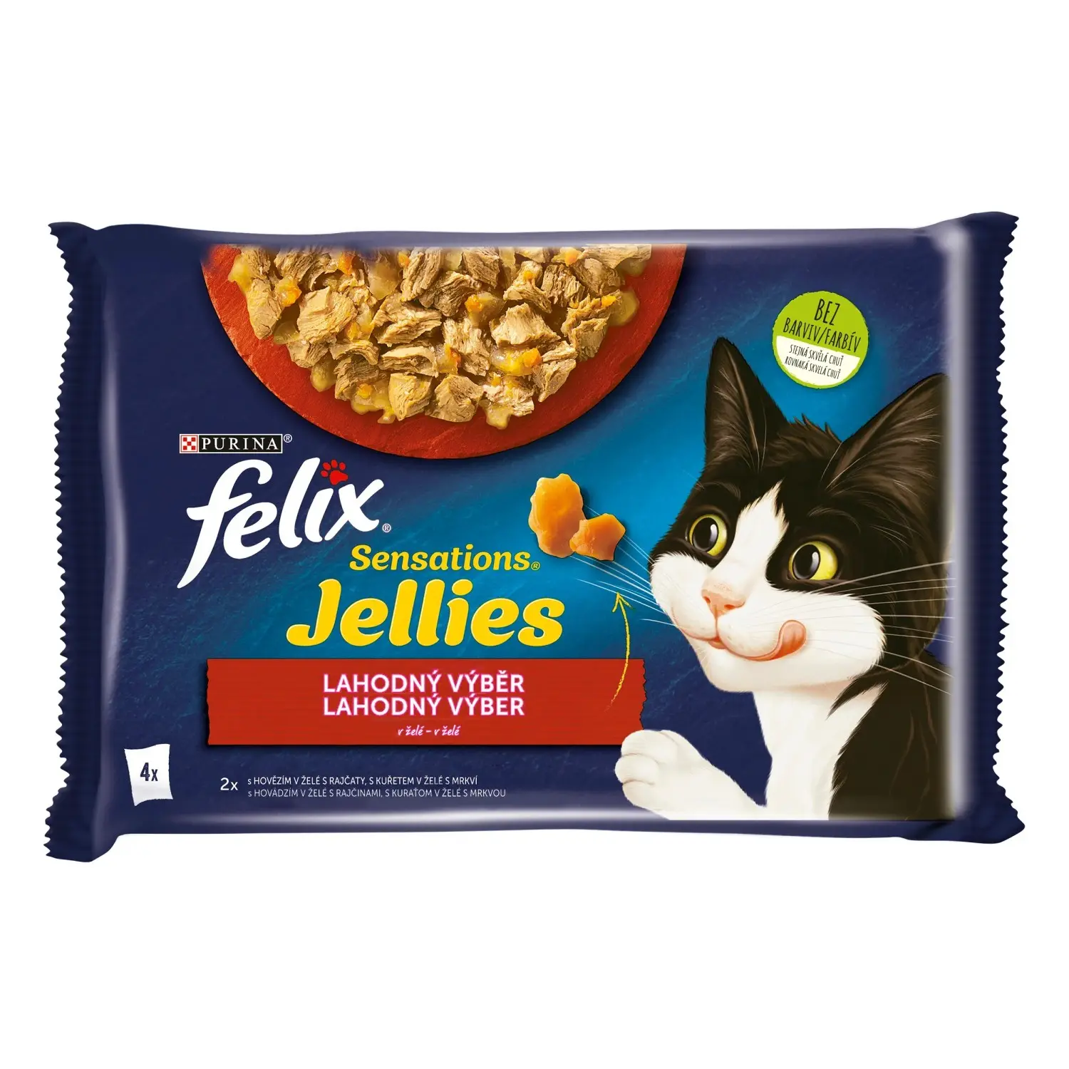 Felix Sensations Jellies lahodný výběr v želé Hovězí Kuřecí 4 x 85 g
