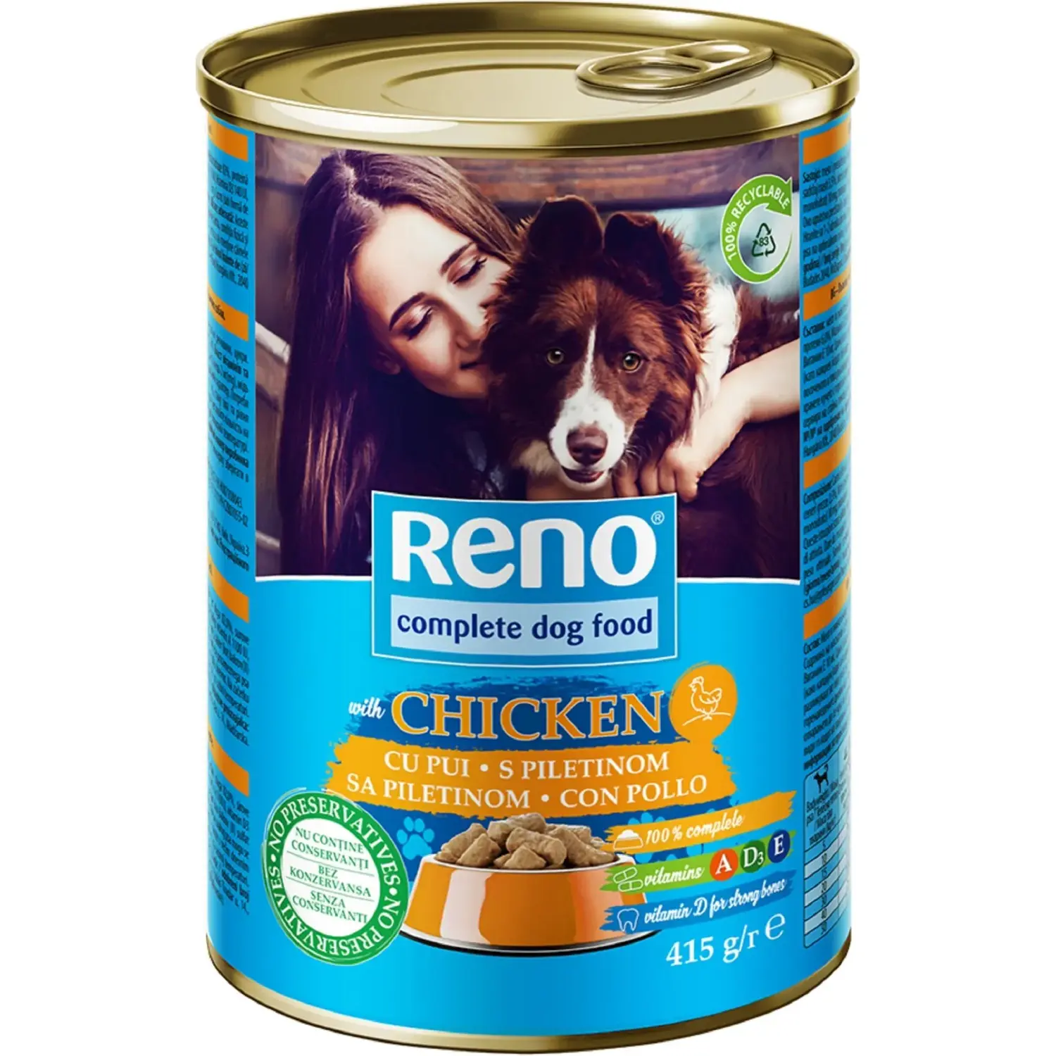 Reno Konzerva pro psy drůbeží kousky v omáčce, 415 g