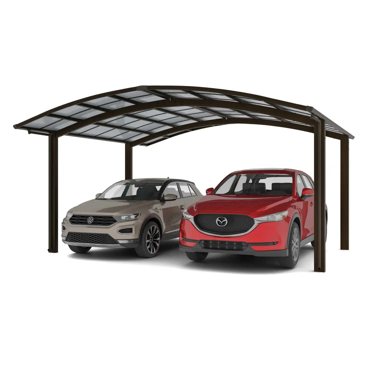 Ximax Alu přístřešek na 2 auta Portoforte Typ 80-M matná hnědá 542 x 495 cm