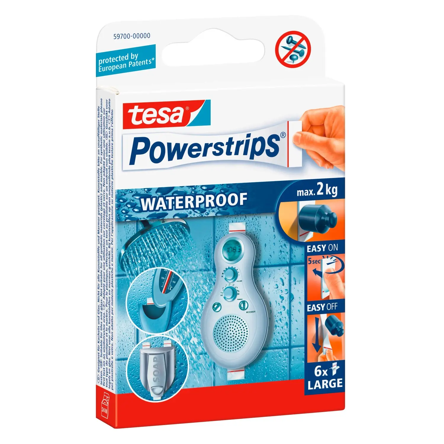tesa Voděodolné samolepicí proužky Powerstrips Waterproof velké, 6 ks