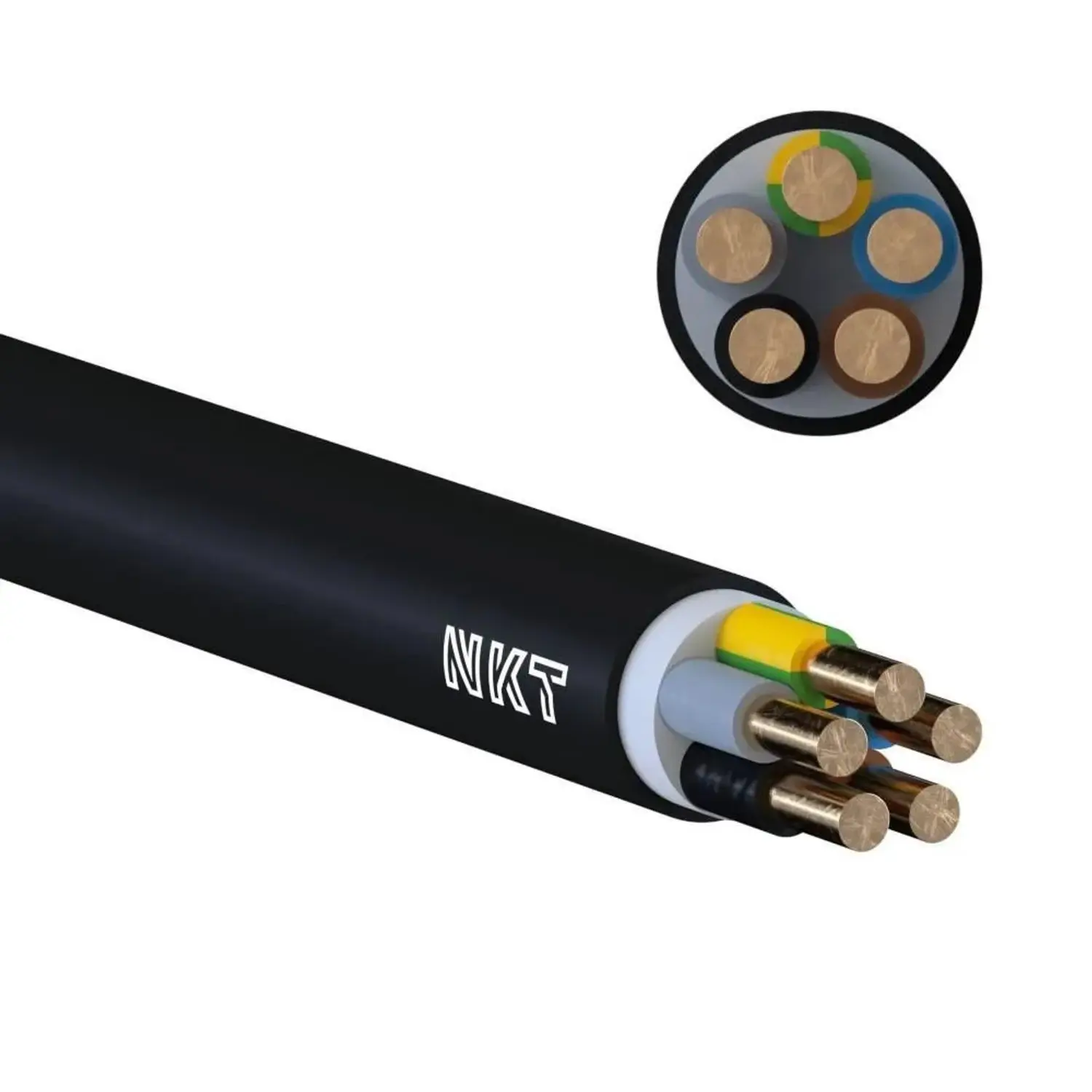 NKT Instalační kabel CYKY-J černý 5 x 4 mm2, 15 m
