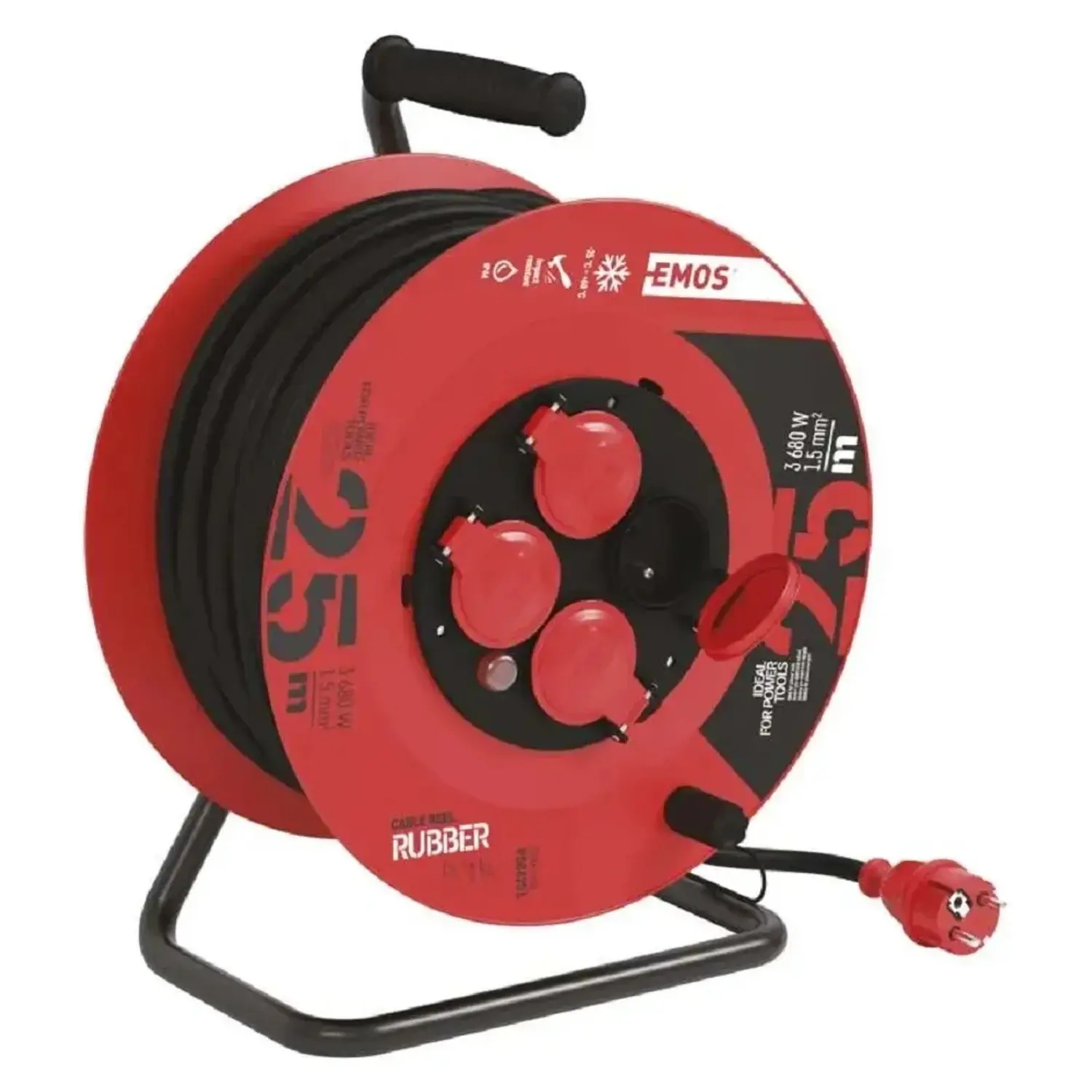 EMOS Venkovní prodlužovací kabel na bubnu 4 zásuvky, H05RR-F3G 1,5 mm2, 25 m