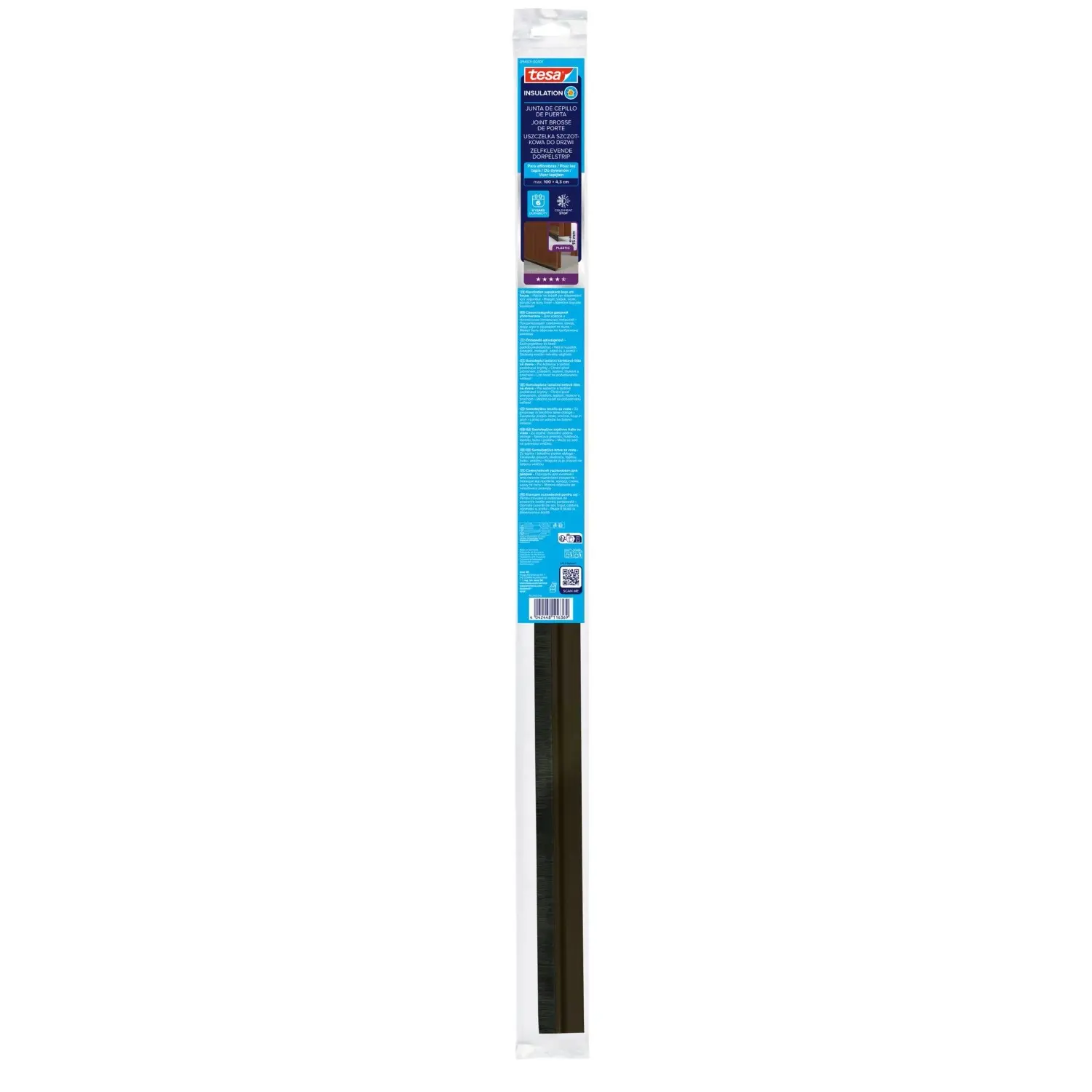tesa Kartáčová těsnicí lišta pod dveře INSULATION pro koberce, hnědá, 1 m x 43mm