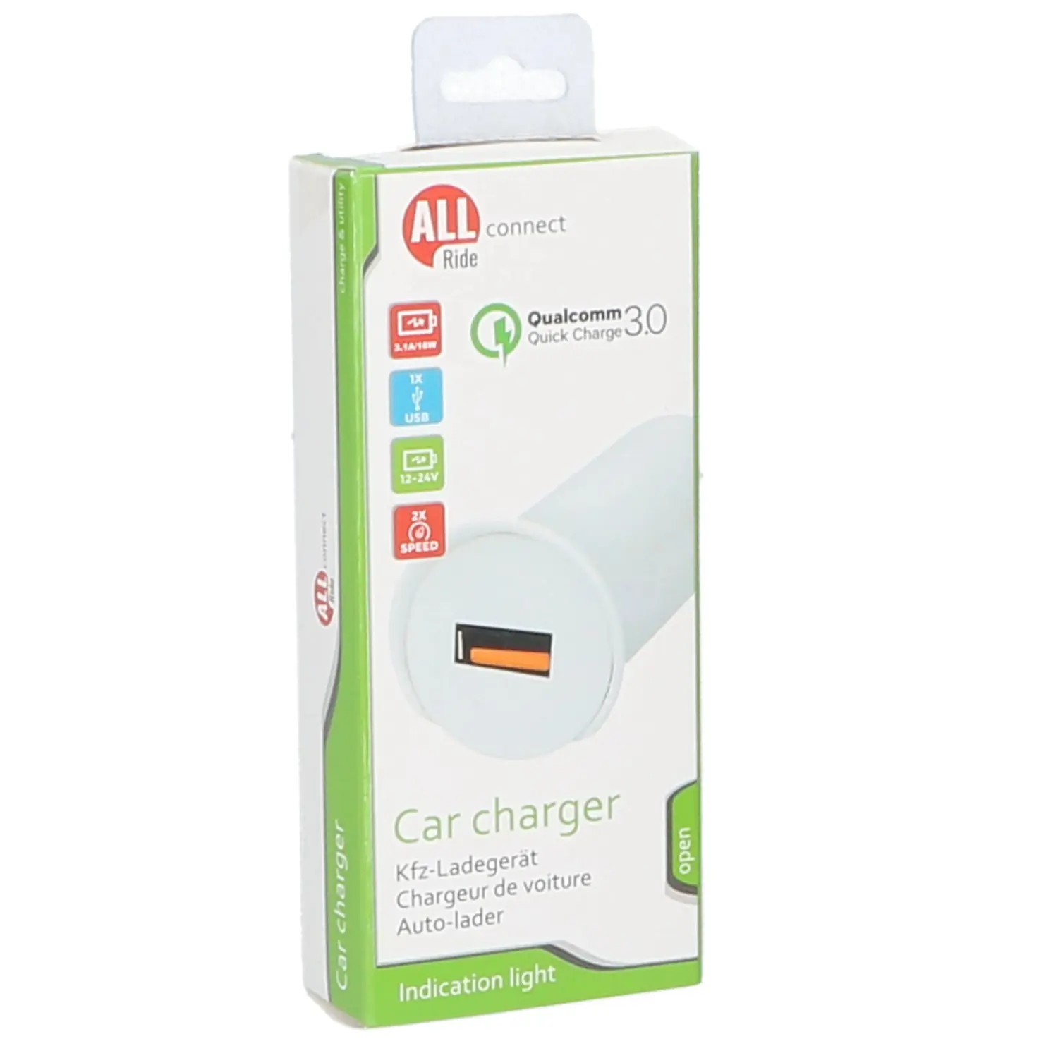 ALL RIDE Connect Nabíječka 1x USB do autozapalovače bez kabelu, 3.1 A