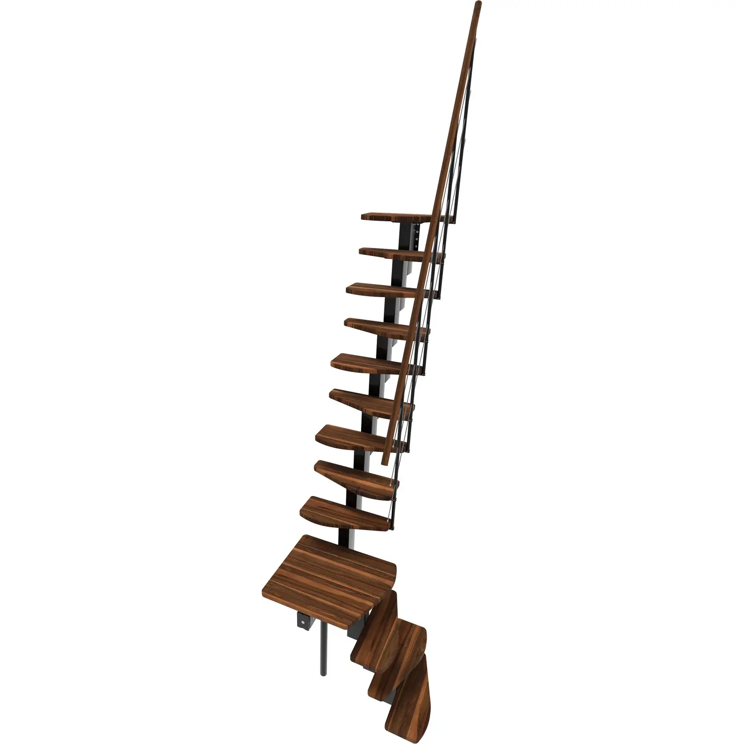 Minka STAIRS Lomené modulové schodiště Quatro Turn ořech/černá, 298 cm