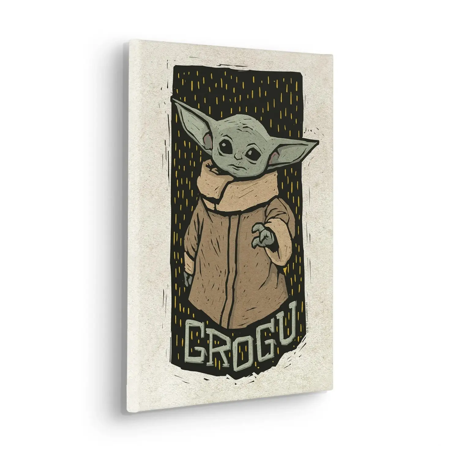 Komar Nástěnný obraz na rámu Star Wars The Mandalorian Grogu Lino-Cut 30 x 40 cm