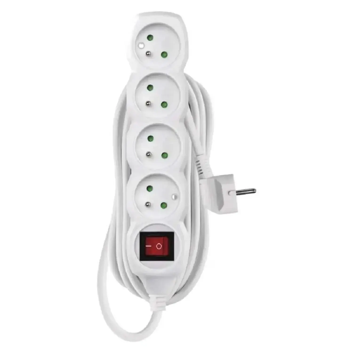 EMOS Prodlužovací kabel s vypínačem bílý, 4 zásuvky, max. 10 A/2300 W, 5 m
