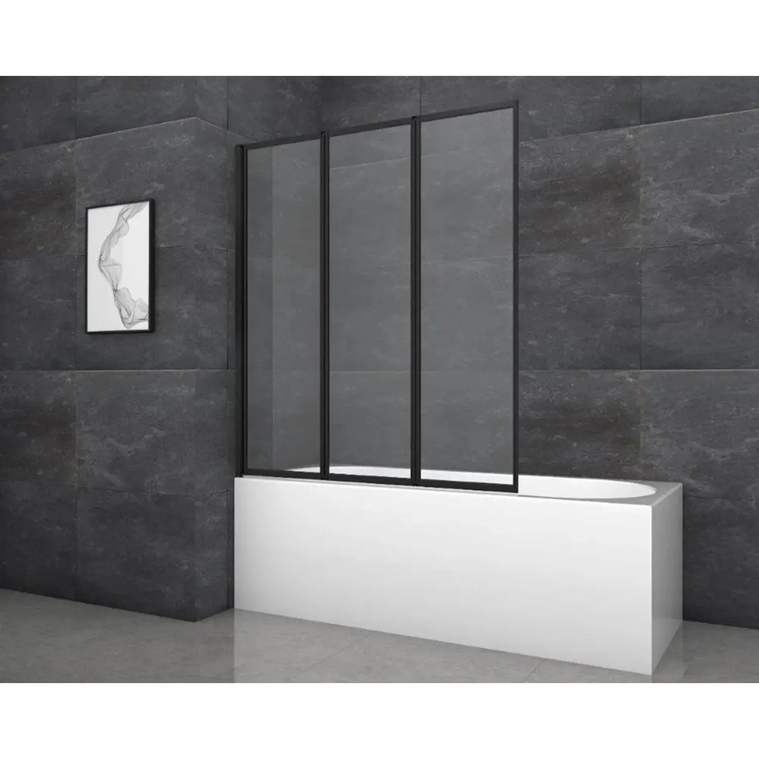 Aurlane Skládací zástěna na vanu Black Star 125 cm x 143 cm černá matná 3křídlá