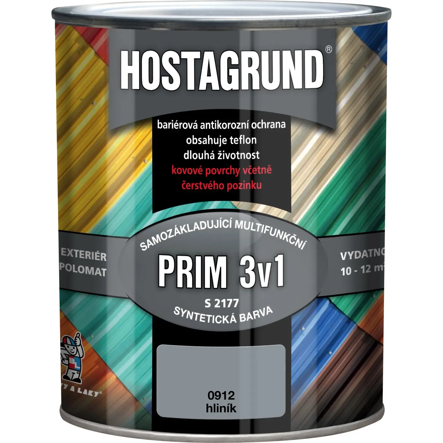 HOSTAGRUND Základní i vrchní barva na kov 3v1 PRIM S2177 0912 hliník 600 ml