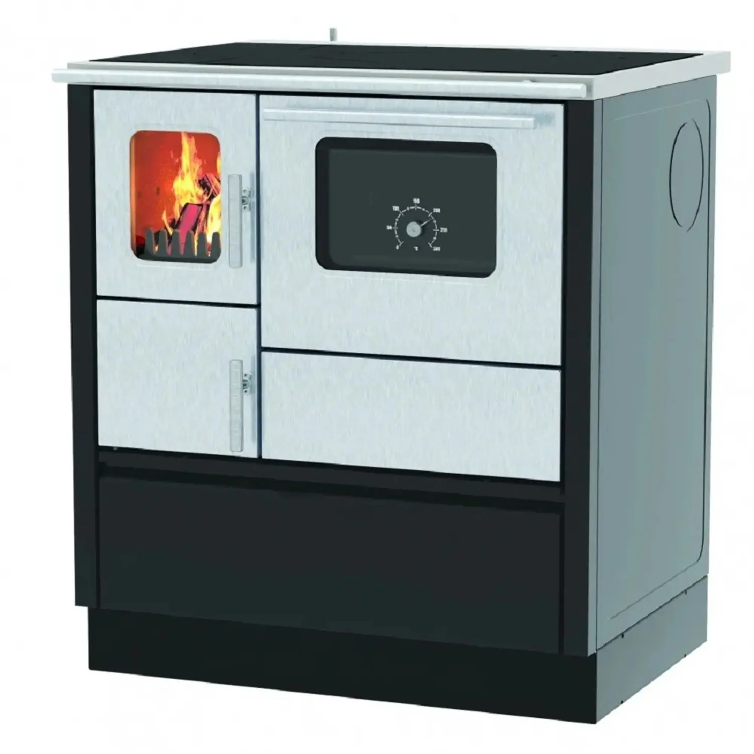 Alfa Plam Sporák na tuhá paliva Inox 75 6 kW, černý, 75 x 60 x 85 cm