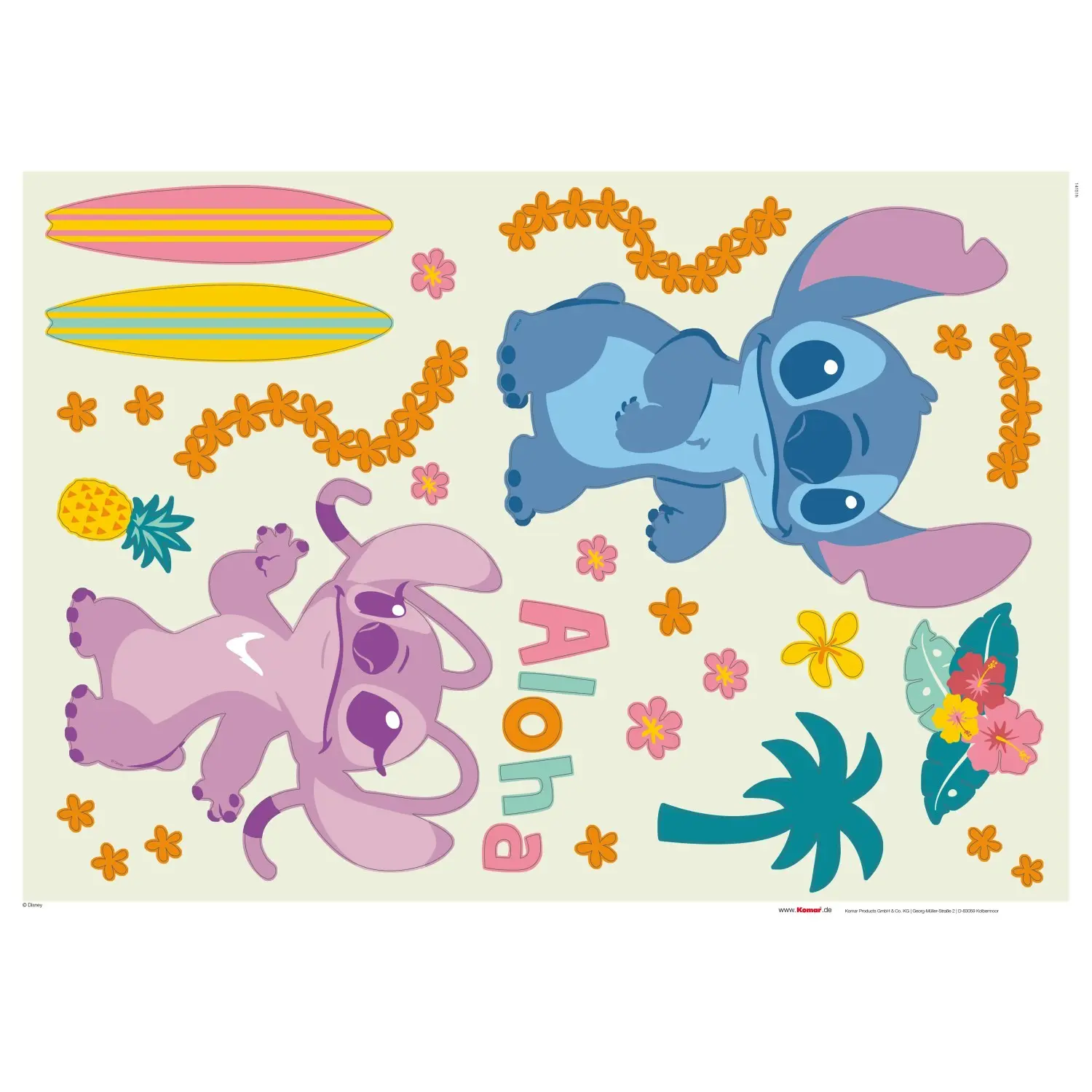 Komar Samolepka na zeď Stitch Aloha 50 x 70 cm, 31dílná