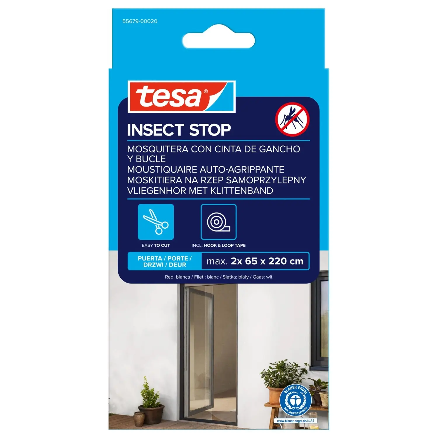 tesa Dveřní síť proti hmyzu INSECT STOP na suchý zip, bílá, 2 x 0,65 x 2,20 m