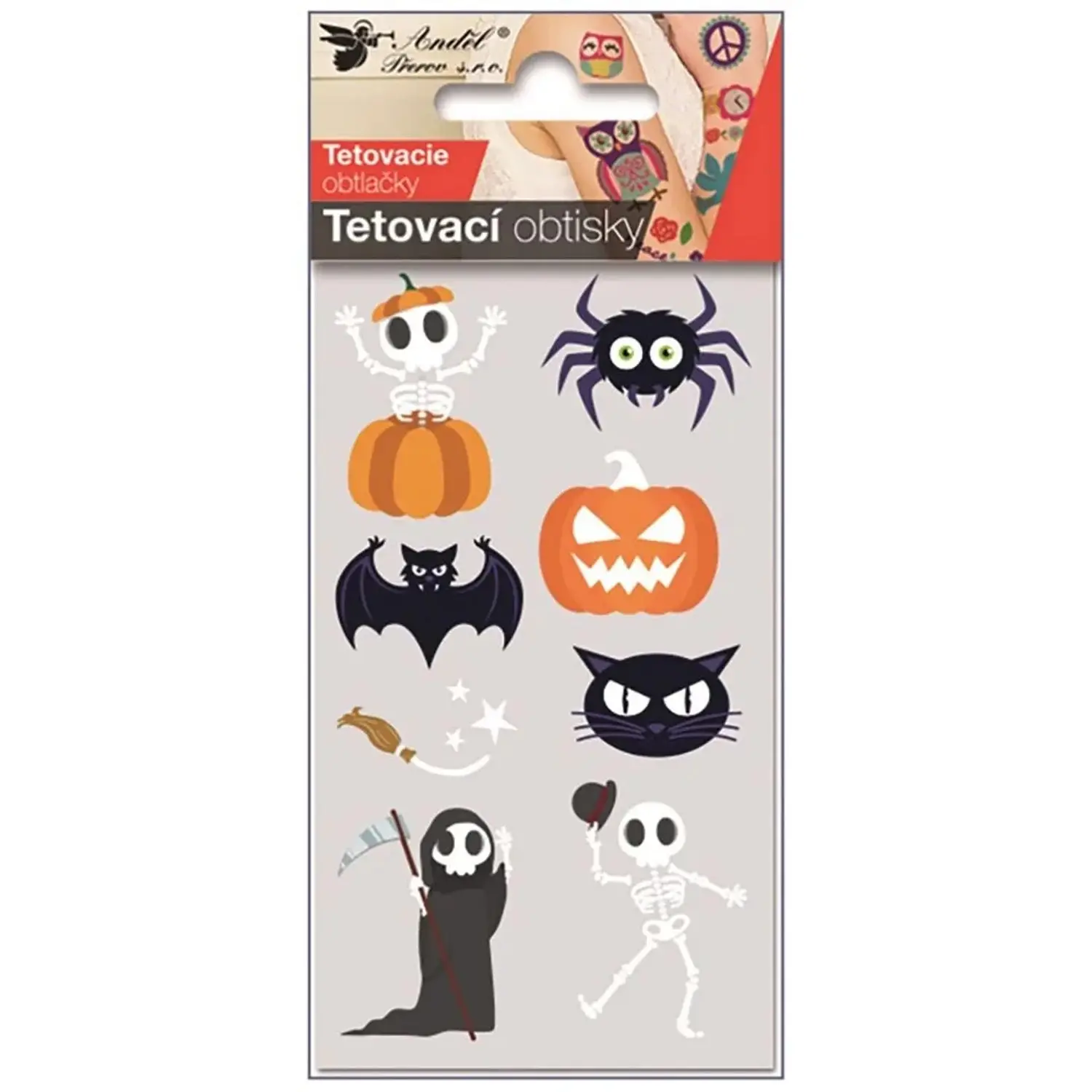 Anděl Přerov Tetovací obtisky "Halloween - kostlivec" 10,5 x 6 cm, 1 arch