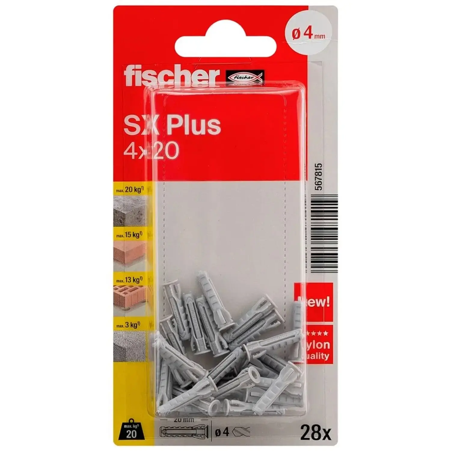 Fischer Rozpěrná hmoždinka SX Plus, 4 x 20 mm, 28 ks (blistr)