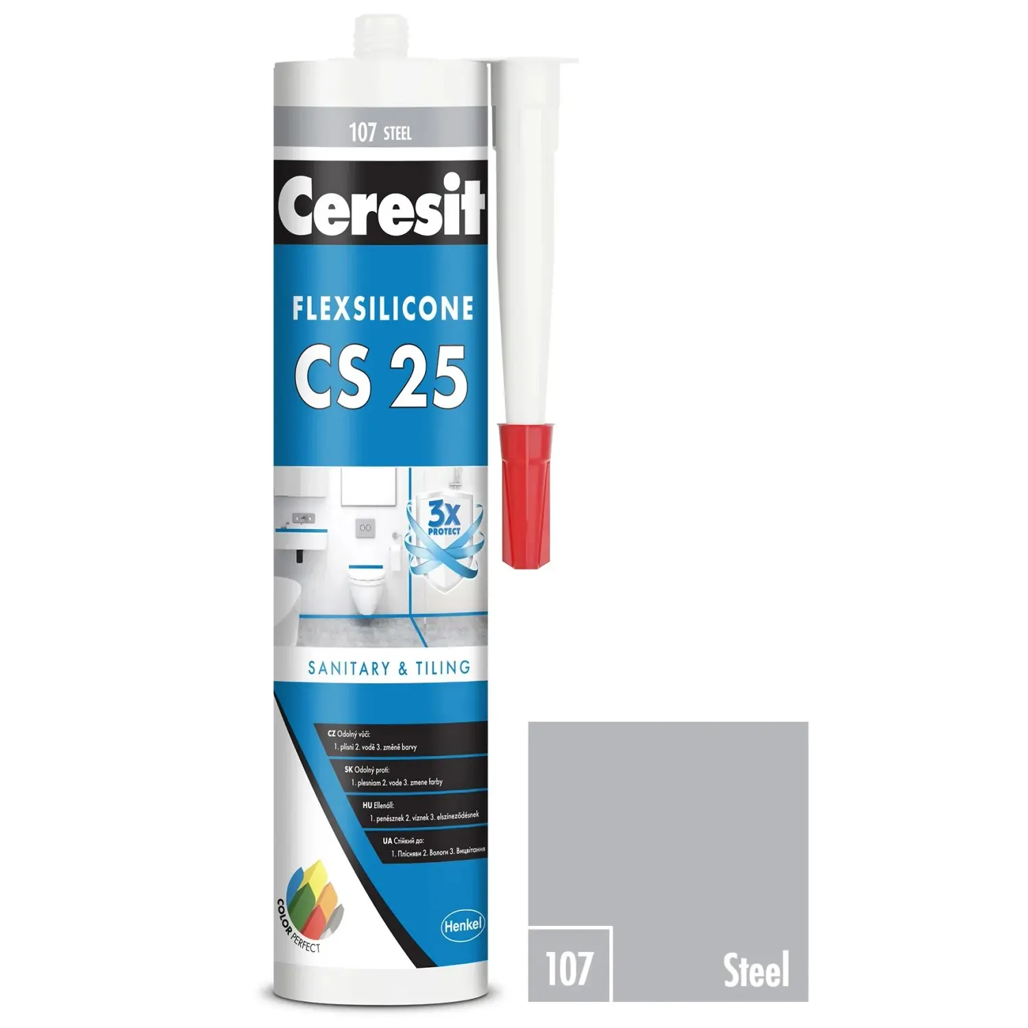 CERESIT CS 25 Sanitární silikon 107 Steel 280 ml