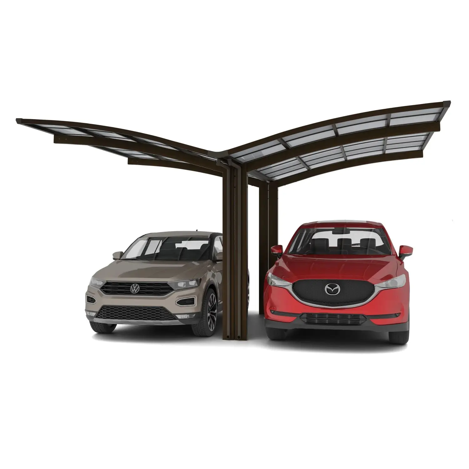 Ximax Alu přístřešek na 2 auta Portoforte Typ 60-Y matná hnědá 543 x 495 cm