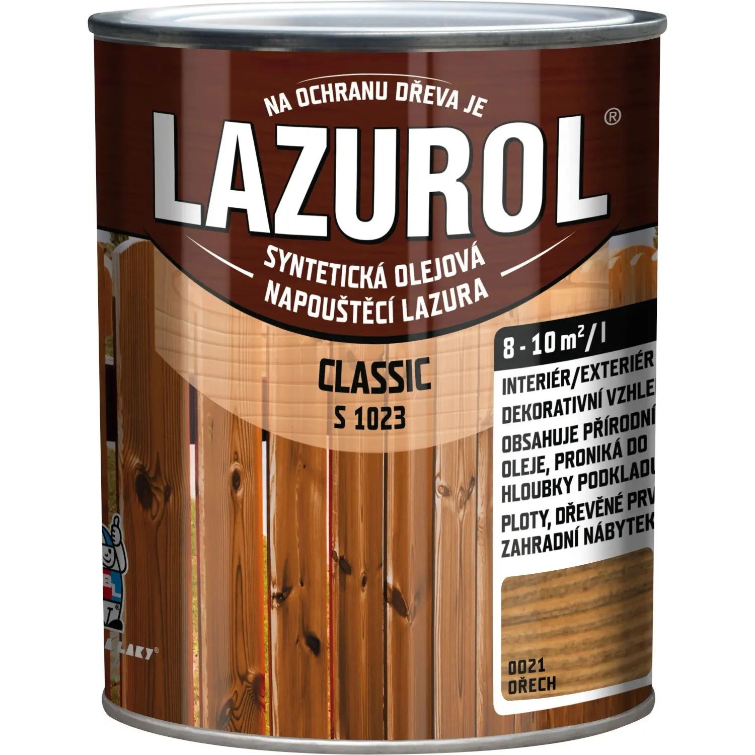LAZUROL Lazura na dřevo CLASSIC S1023, 0021 ořech 750 ml