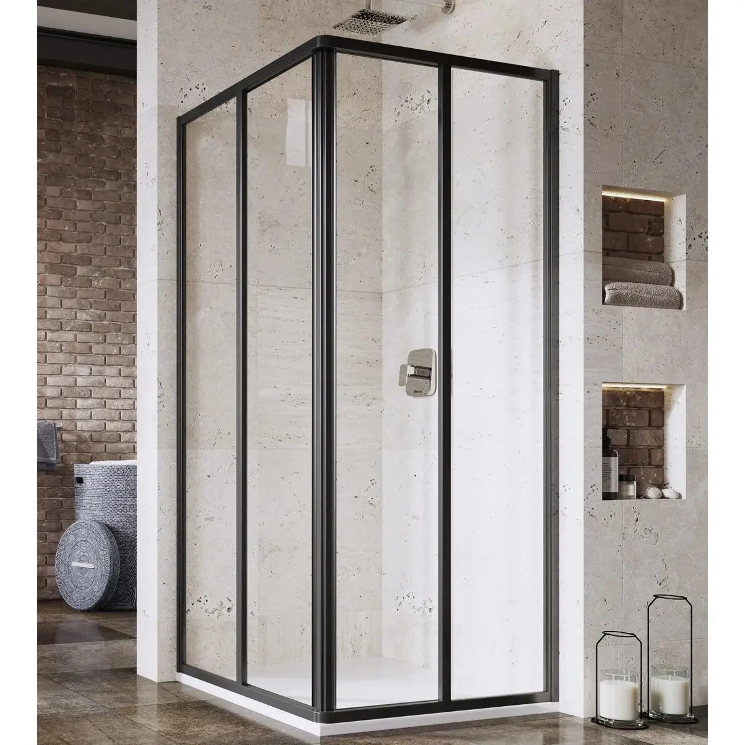 RAVAK Sprchový kout Supernova SRV2-SRV2, černá/transparent, 90 x 90 x 195 cm
