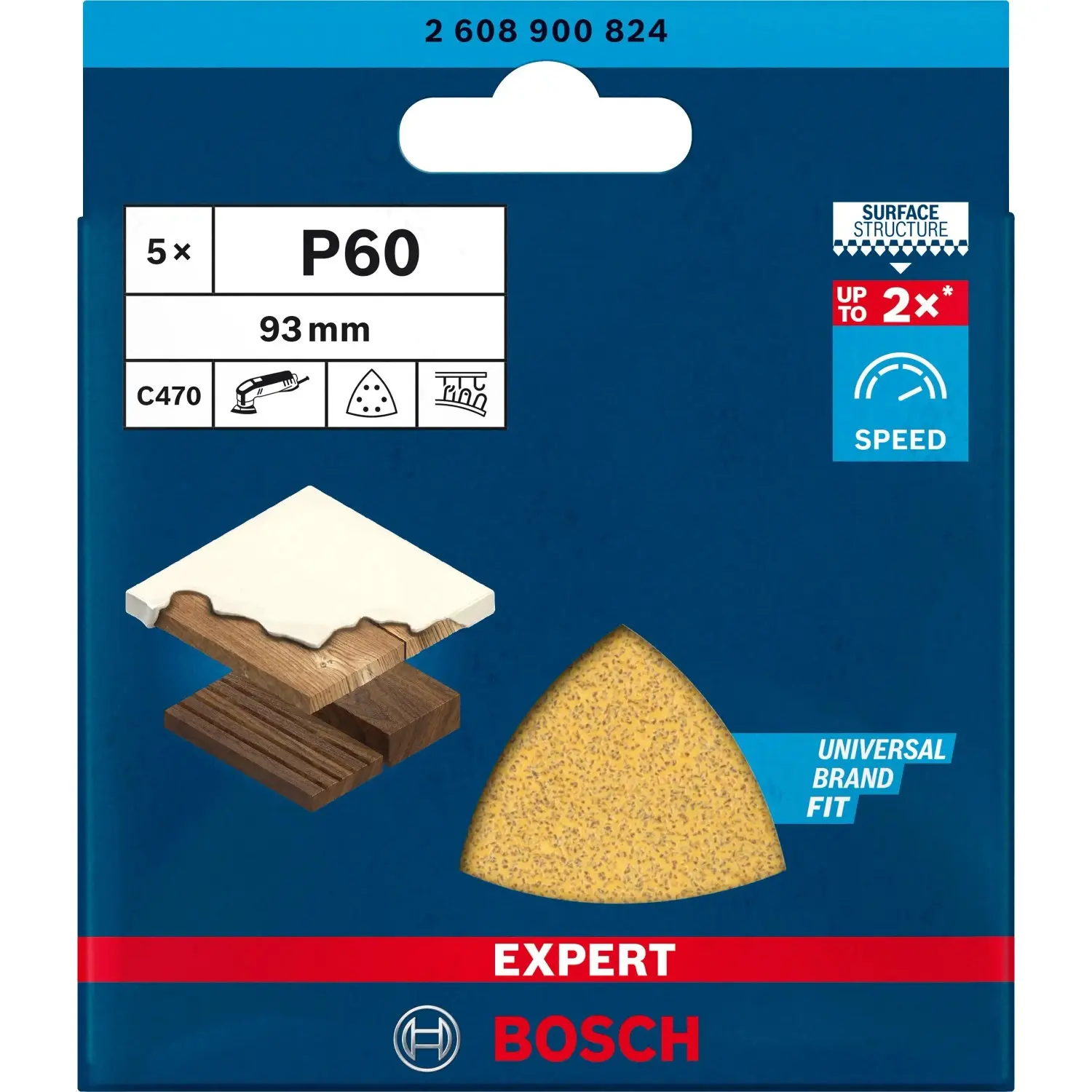 Bosch Brusný papír Expert C470 P60, 6 otvorů, 93 x 93 mm, 5 ks