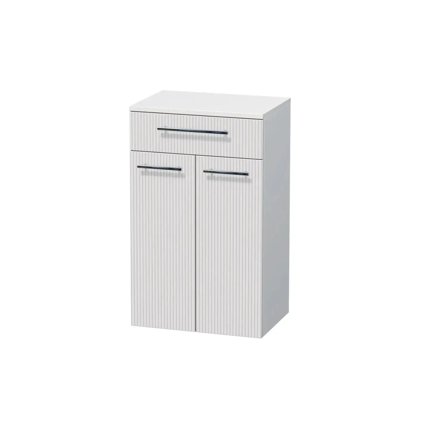 INTEDOOR Nízká skříň BEE, úchyt chrom, 1zásuvka, 2dveře, š.50cm, bílá 3D pruhy