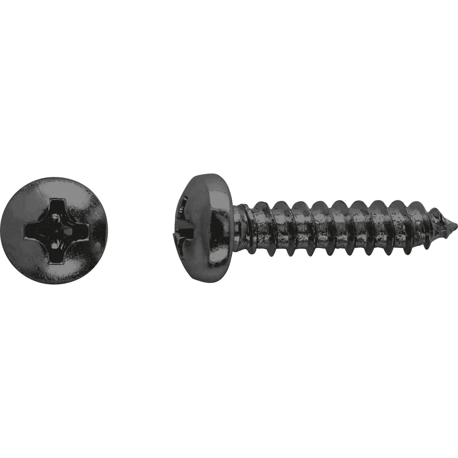 Vrut do plechu s půlkulatou hlavou PH3 plný závit černě pozink. 5,5x25 mm, 12 ks