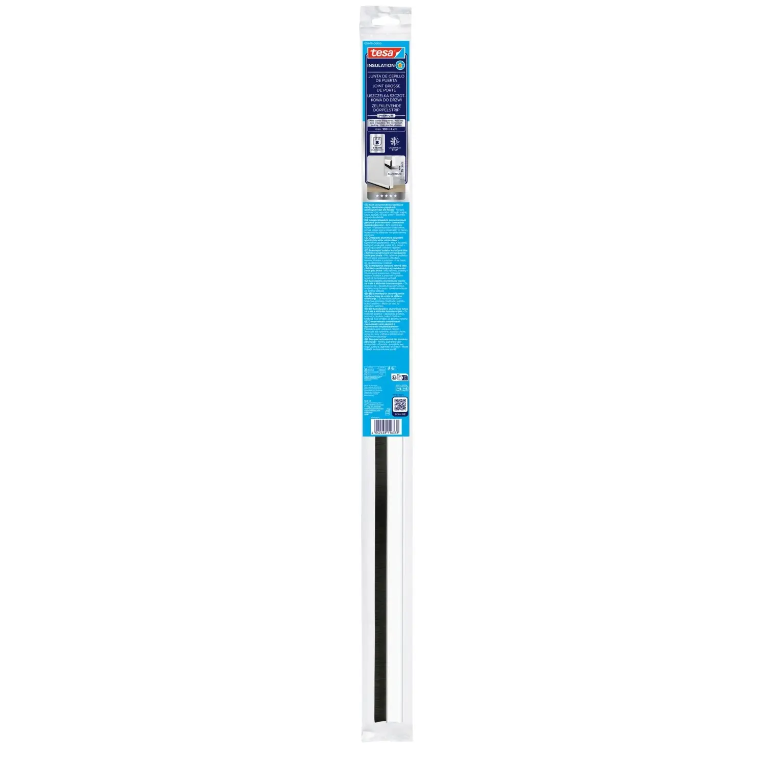 tesa Kartáčová těsnicí lišta pod dveře INSULATION PREMIUM, bílá, 1 m x 40 mm