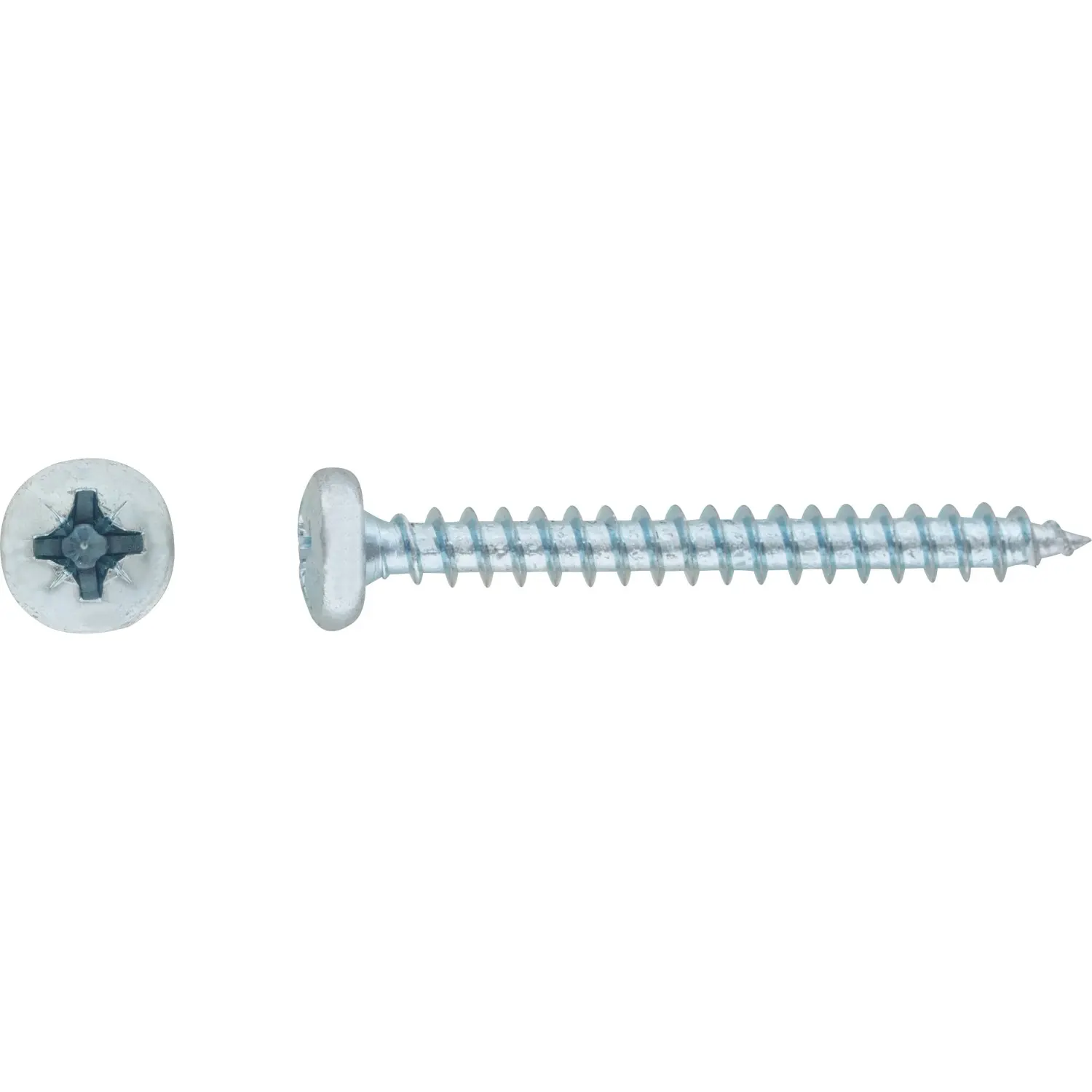 Uni vrut s půlkulatou hlavou PZ2 plný závit bíle pozinkovaný 3,5 x 12 mm, 50 ks