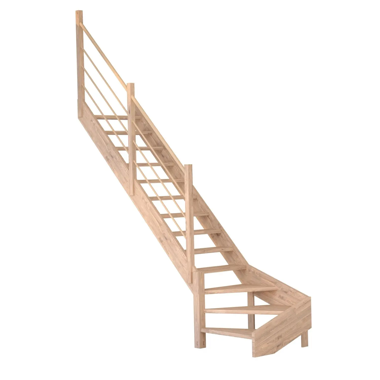 StarWood Schody Mykonos Pro dubové levé 80cm otevřené dřev. design. zábradlí