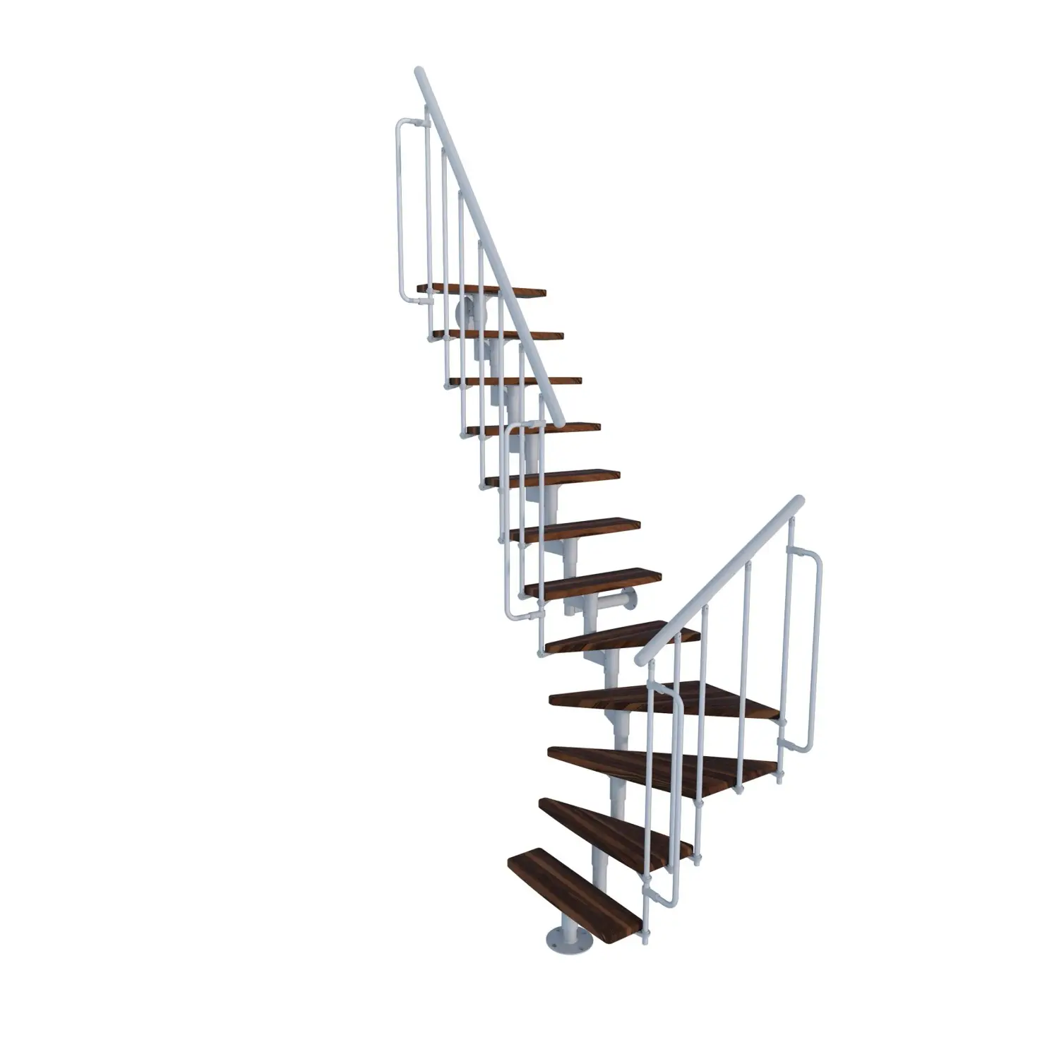 Minka STAIRS Lomené modulové schodiště Joker Turn ořech/bílá, 304,2 cm