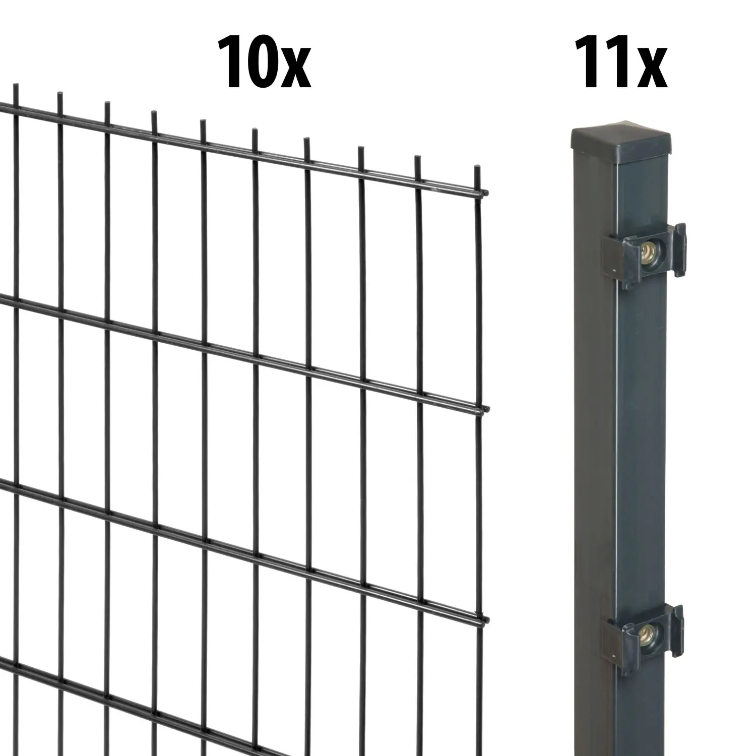 Floraworld Kompletní plotový set 2prut. sl.4×4 zabet., antracit, 123 cm, 20 m
