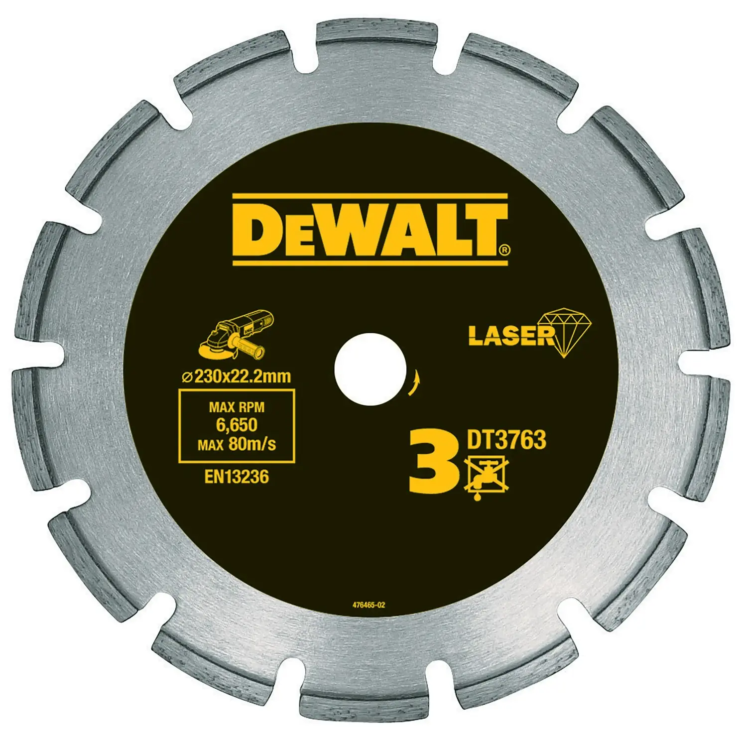DeWALT Diamantový řezný kotouč laserem svařovaný DT3761 pr. 125 x 22,23 mm
