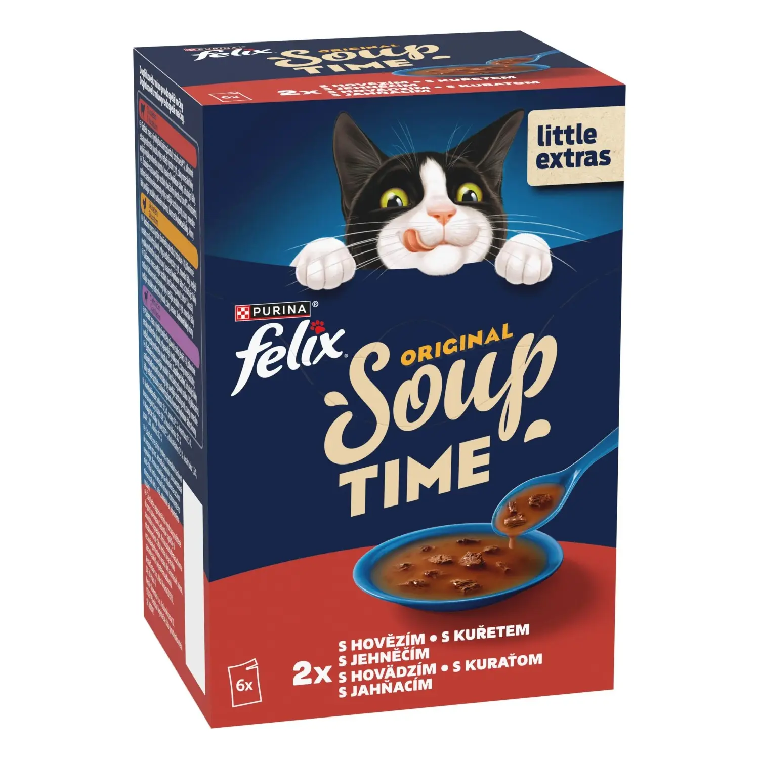 Felix Soup Polévky pro kočky hovězí, kuře, kachna, jehněčí 6 x 48 g