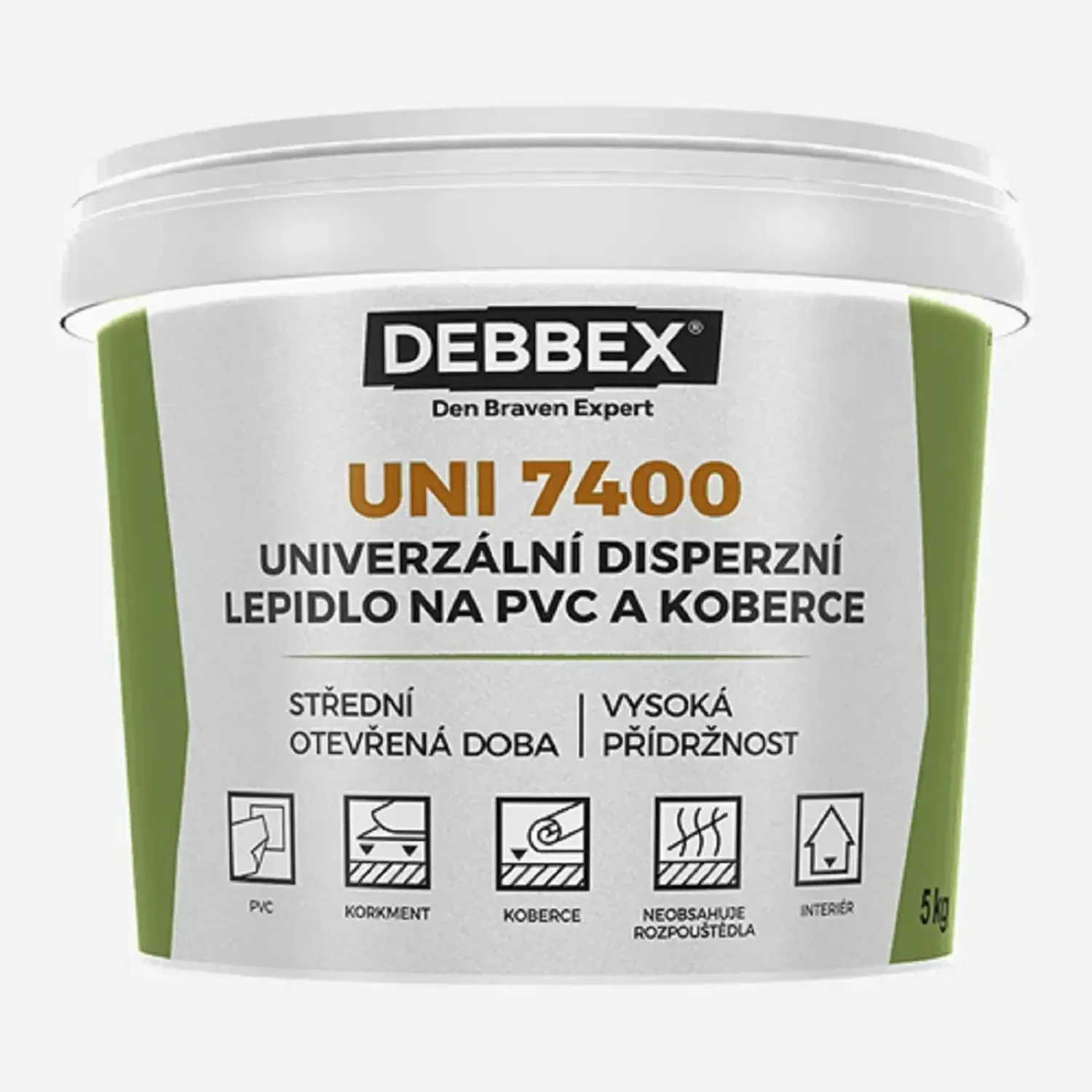 Den Braven Univerzální disperzní lepidlo na PVC a koberce UNI 7400 Typ: kbelík, Balení: 14 kg