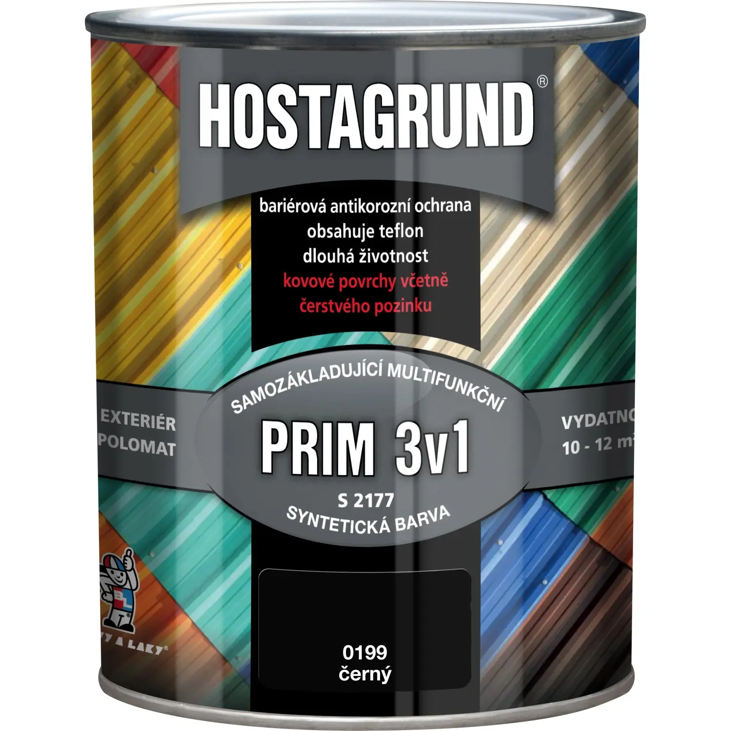 HOSTAGRUND Základní i vrchní barva na kov 3v1 PRIM S2177 0199 černá 600 ml