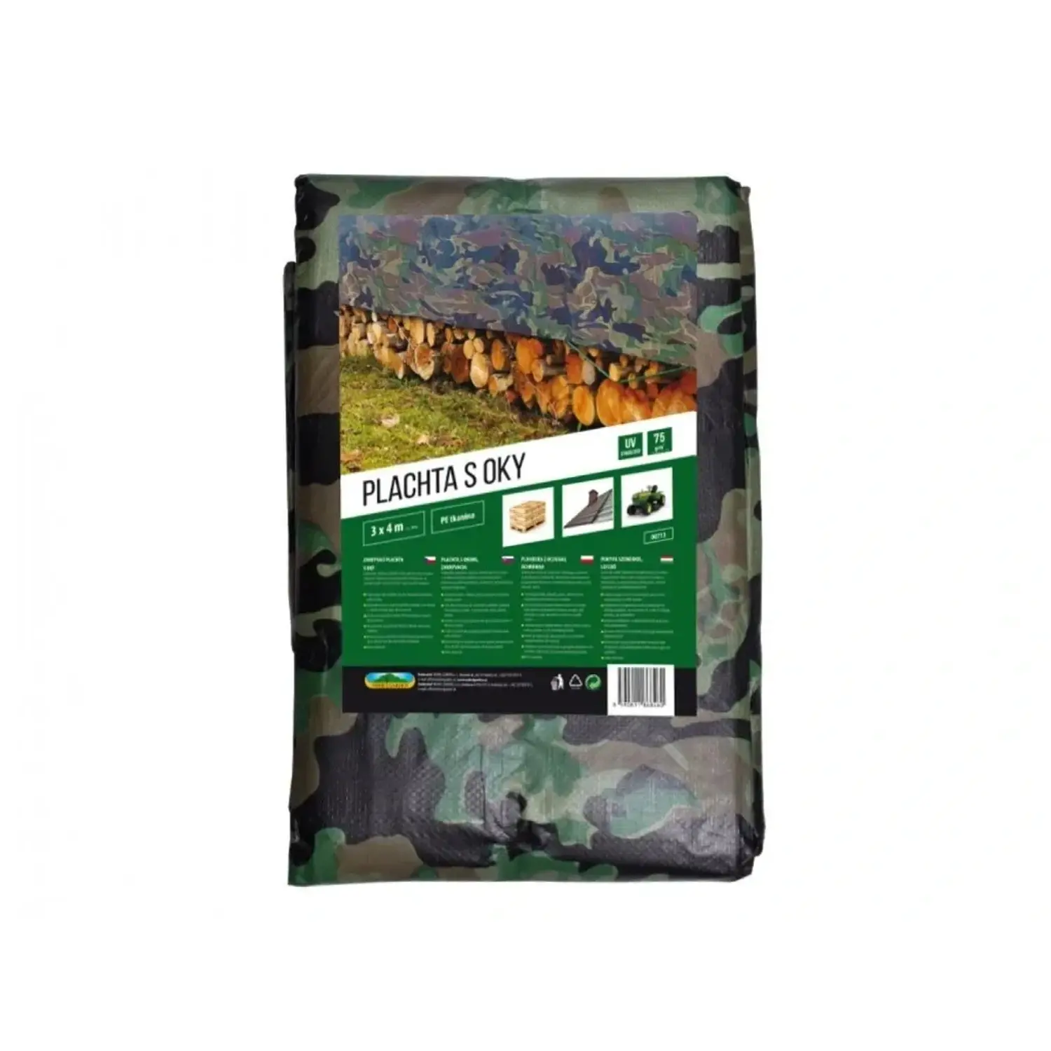 NOHEL GARDEN Plachta s oky kašírovaná maskovací 75 g, 3 x 4 m