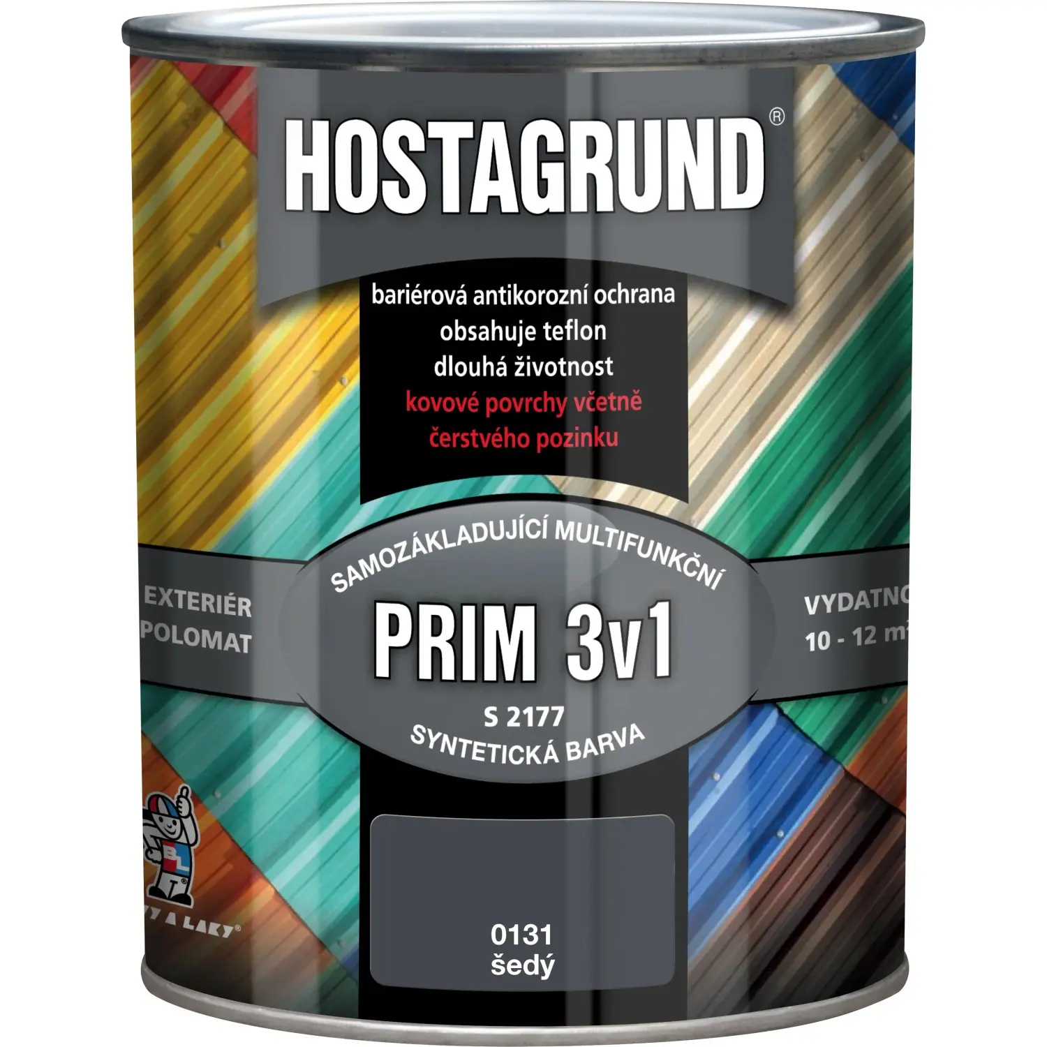 HOSTAGRUND Základní i vrchní barva na kov 3v1 PRIM S2177 0131 šedá 600 ml
