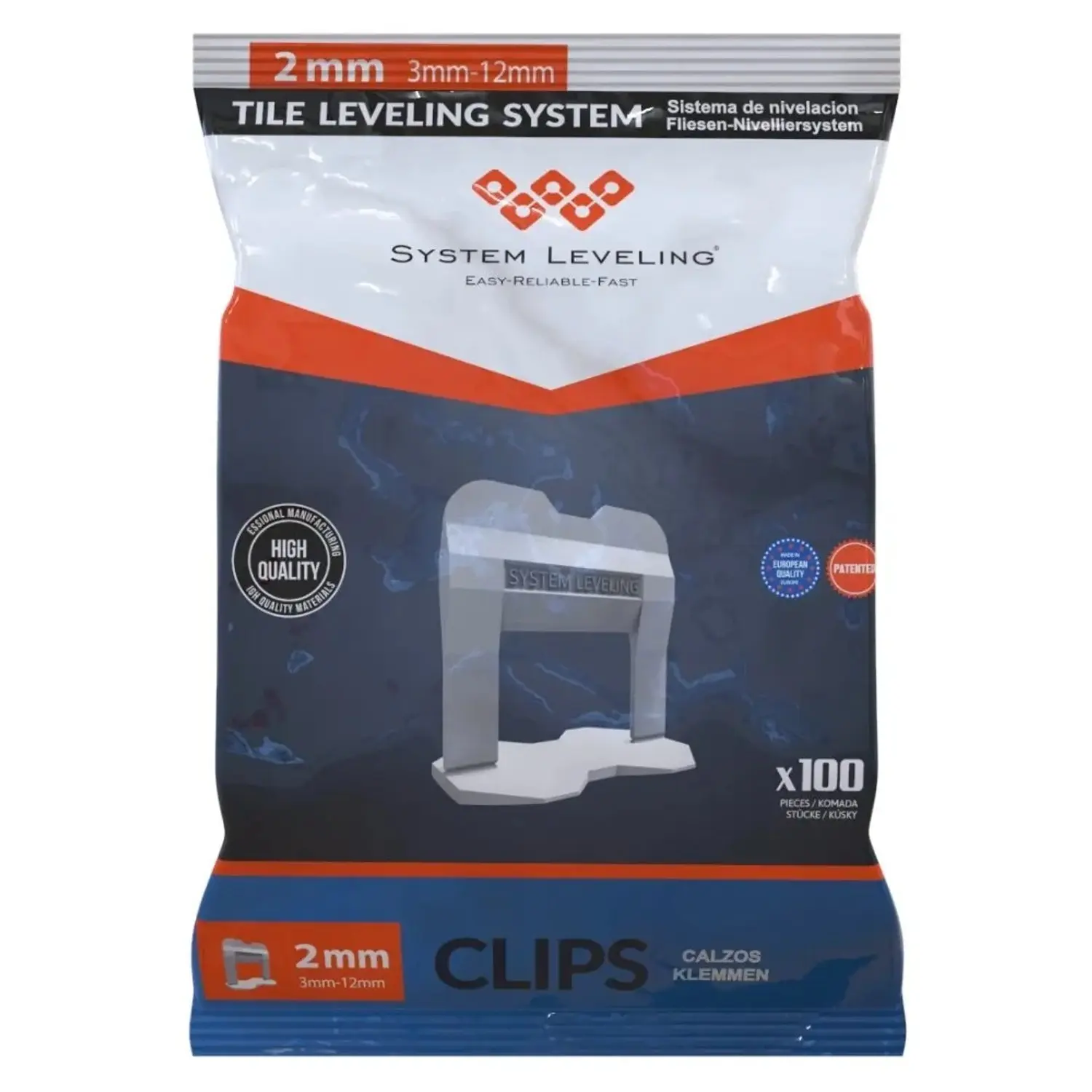 System Leveling Spona pro spáru 2,0 mm (3-12mm), 100 ks