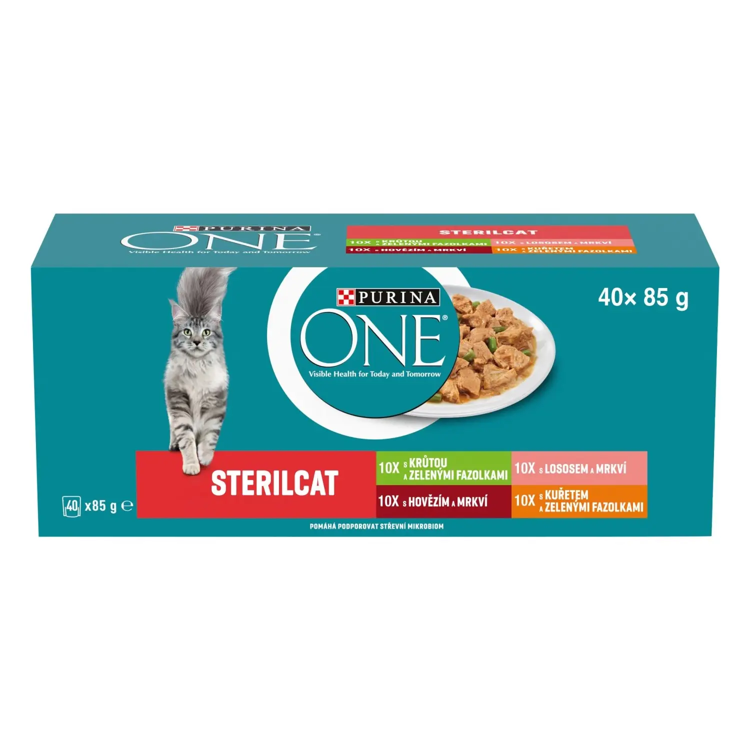 PURINA ONE Sterilcat Kapsičky pro kočky krůta, losos, hovězí, kuře 40 x 85 g