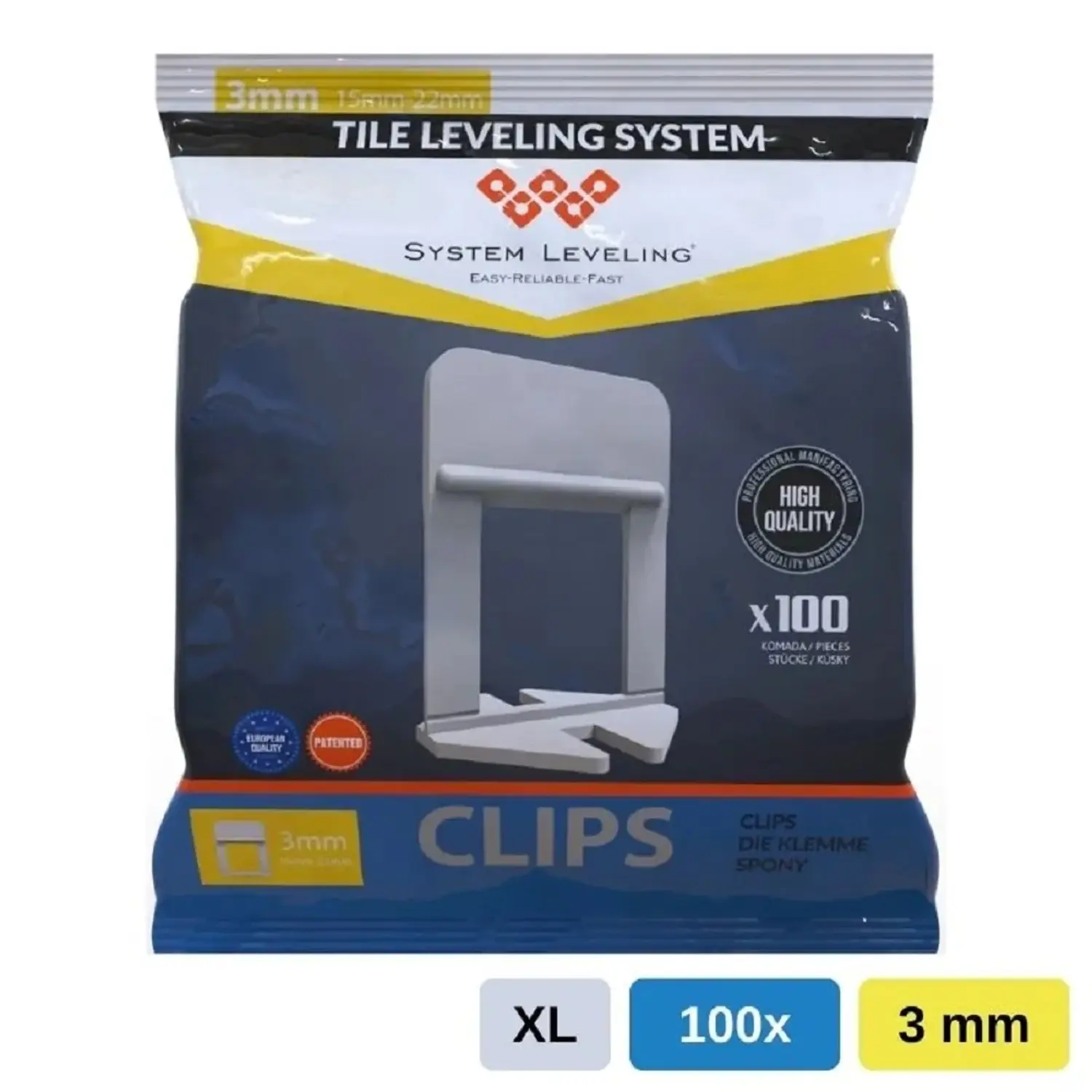 System Leveling Spona pro spáru 3,0 mm (15-22mm), 100 ks