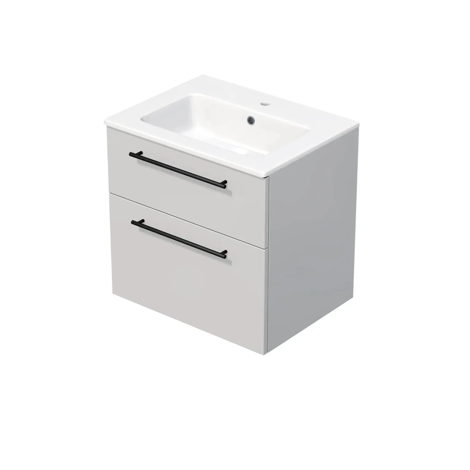 INTEDOOR Koupel.skříň+umyvadlo BEE, úchyt černý, 2 zásuvky, š. 61 cm, bílá lesk