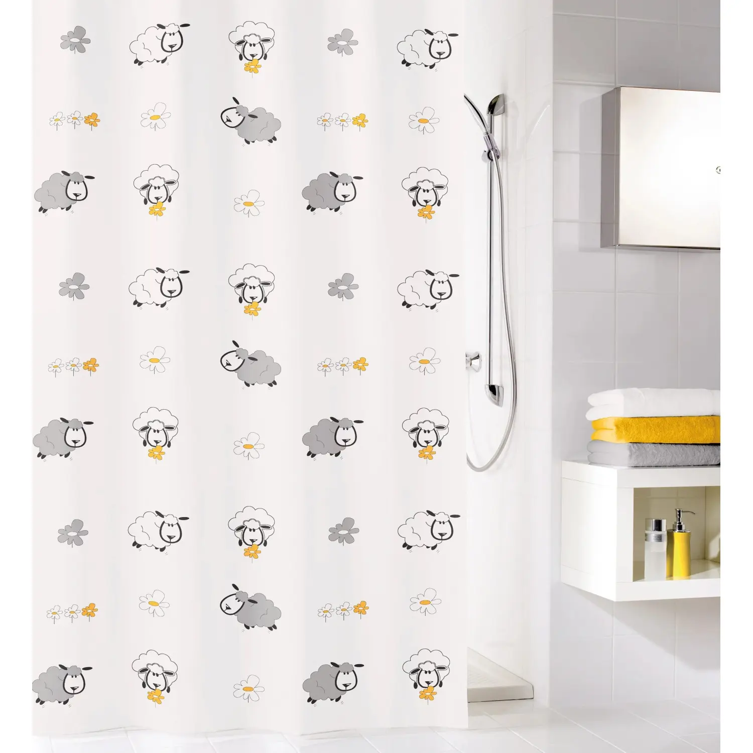 Kleine Wolke Sprchový závěs Sheep Multicolor, 180 x 200 cm