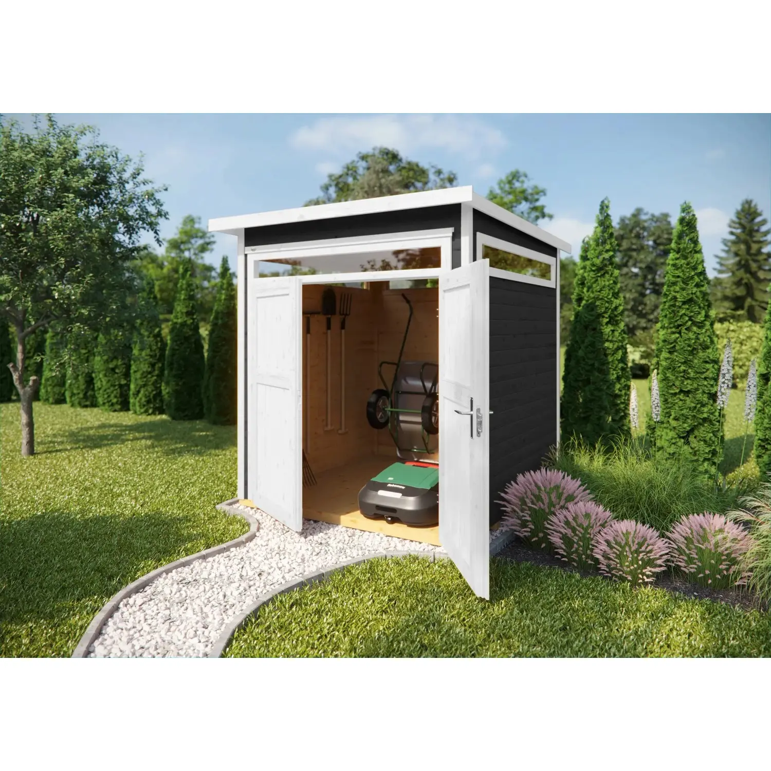 Weka Dřevěný zahradní domek se 4 světlíky 265 vel. 1, antracitová, 205 x 115 cm
