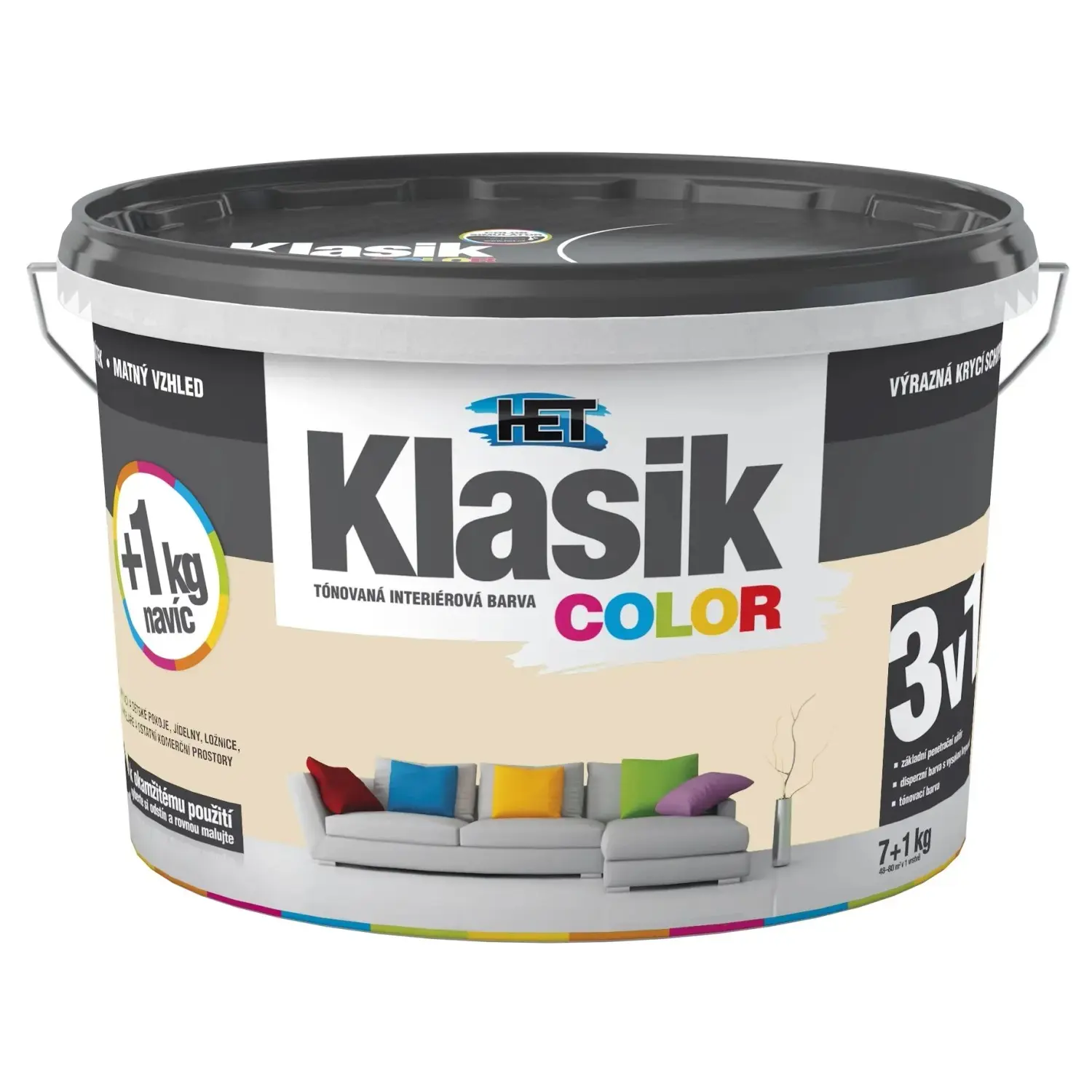 HET Klasik COLOR Tónovaná interiérová barva KC 0217 béžová kávová, 7 + 1 kg