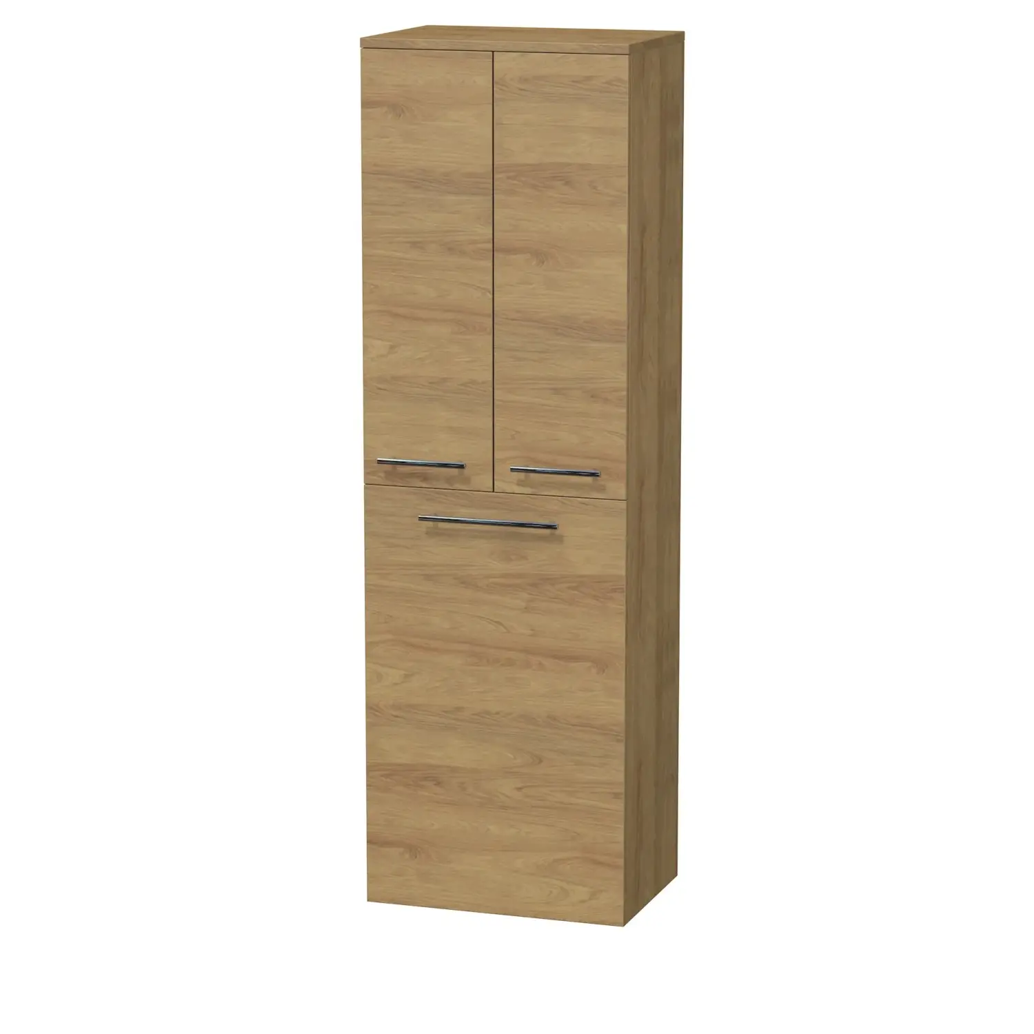 INTEDOOR Vysoká skříň BEE, pravé, úchyt chrom, 2 dveře, koš, š.50cm, dub Hickory