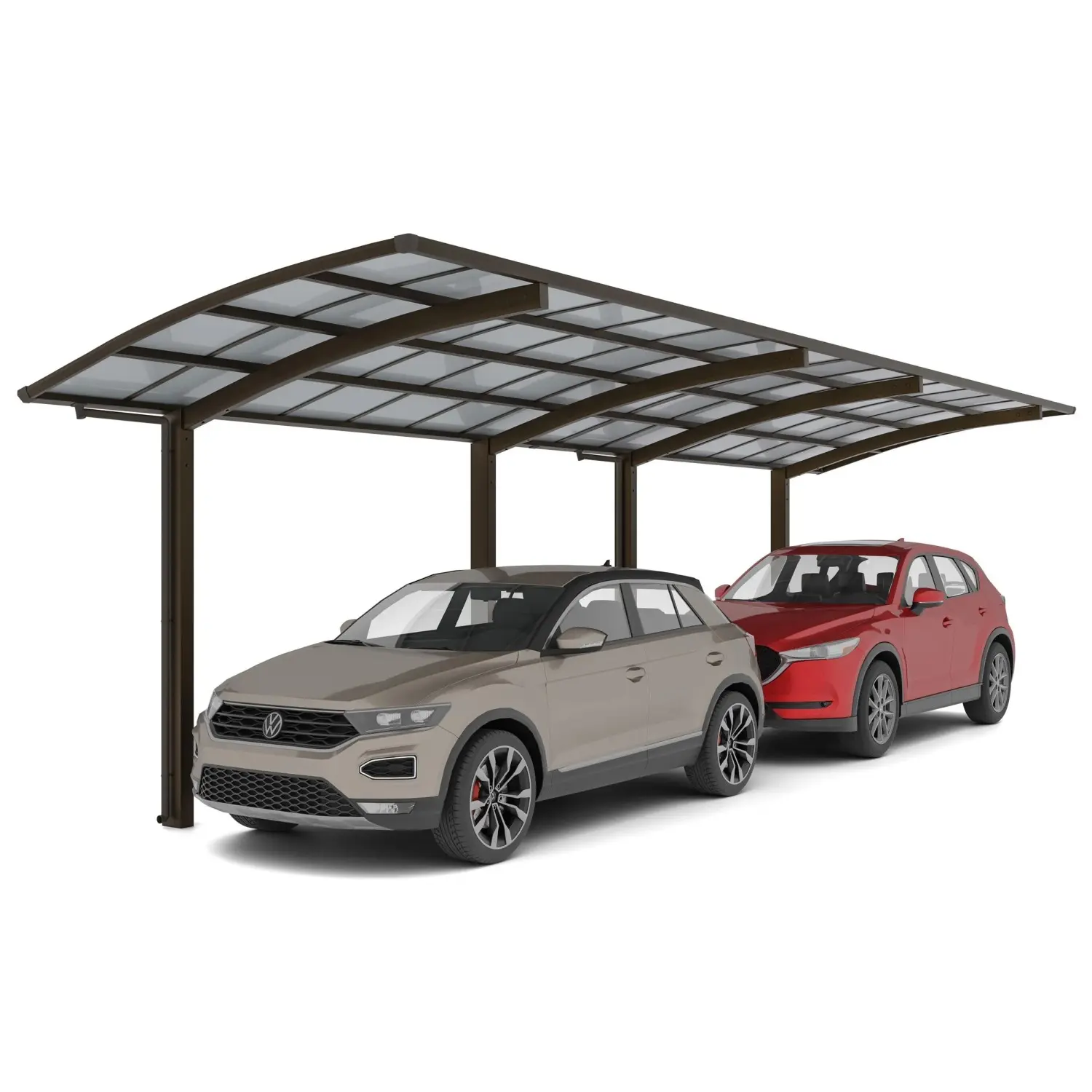 Ximax Alu přístřešek na 2 auta Portoforte Typ 80 Tandem hnědá 270 x 983 cm