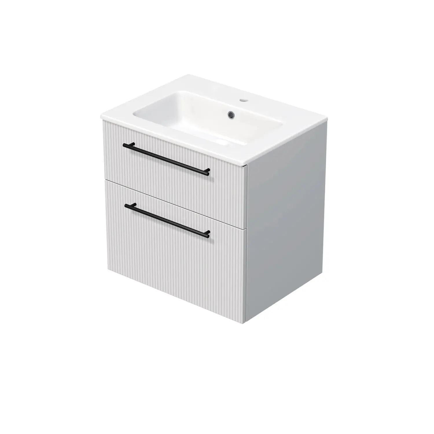 INTEDOOR Koupel.skříň+umyvadlo BEE, úchyt černý, 2 zás., š. 61 cm, bílá 3D pruhy