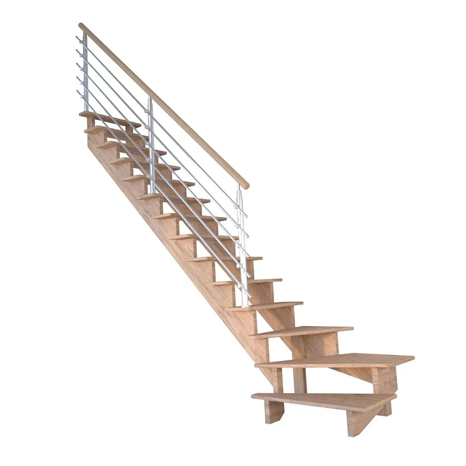 StarWood Schody Lindos dubové levé 80cm otevřené design. nerez. zábradlí