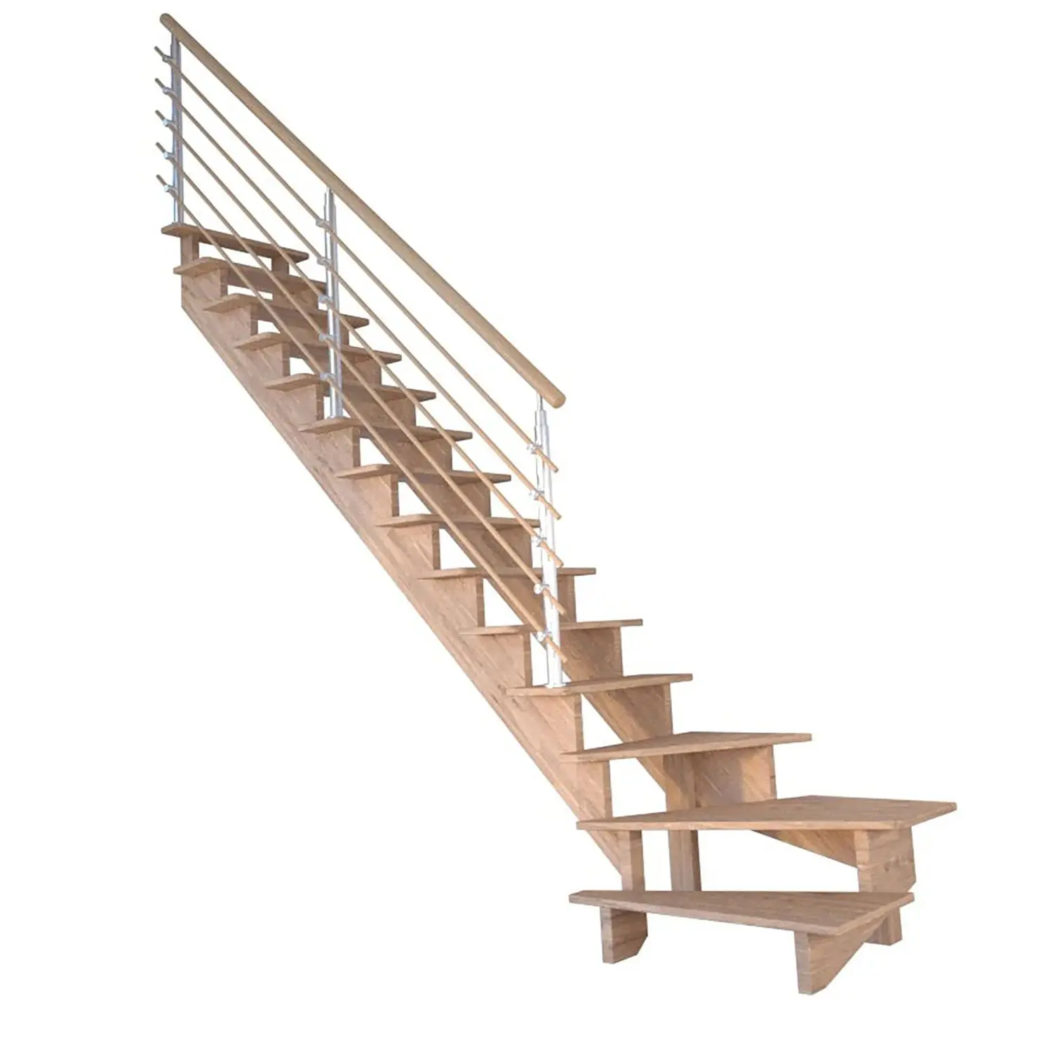 StarWood Schody Lindos dubové levé 80cm otevřené design. dřev. zábradlí