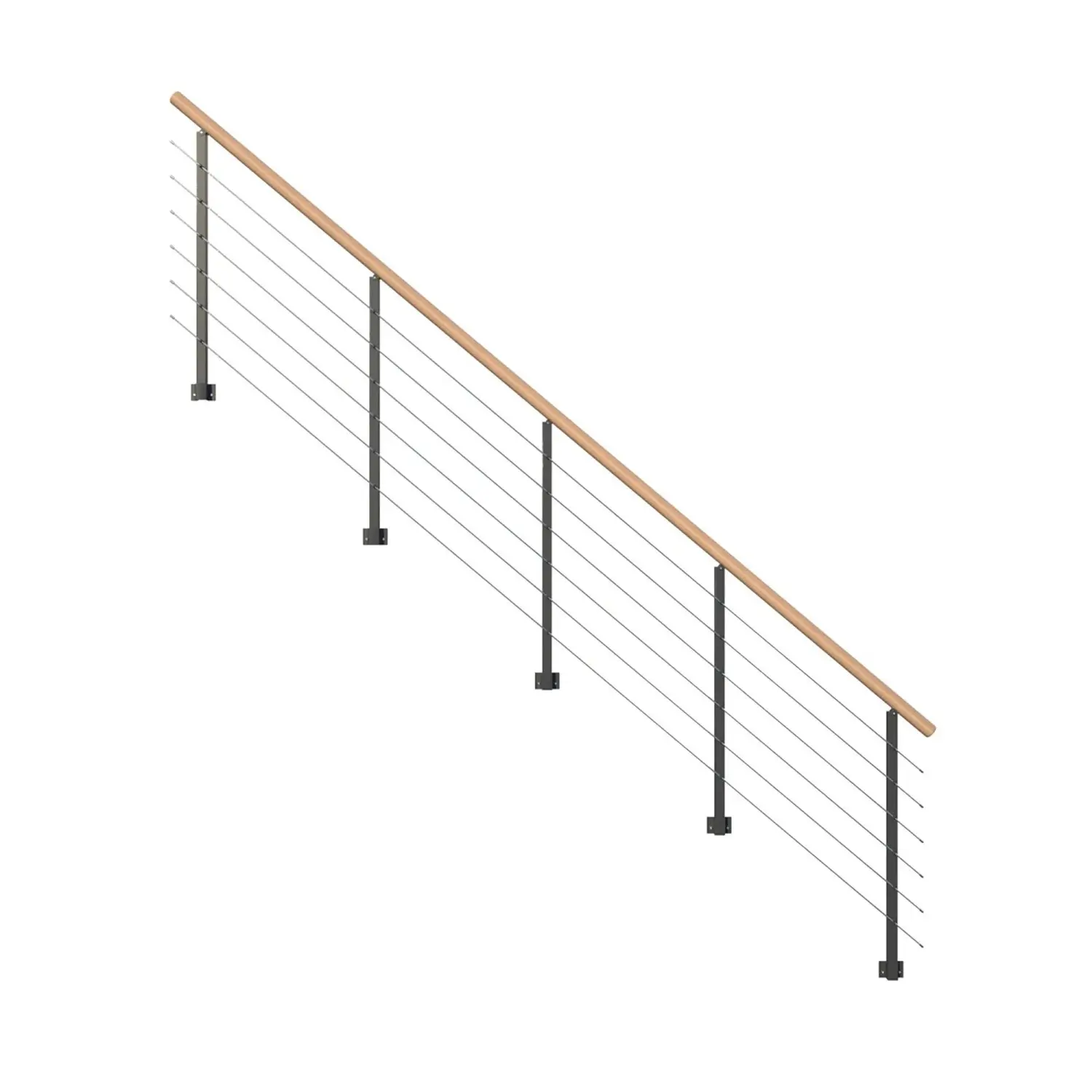 StarWood Kovové zábradlí Kos s oblým bukovým madlem/antracit 275 cm
