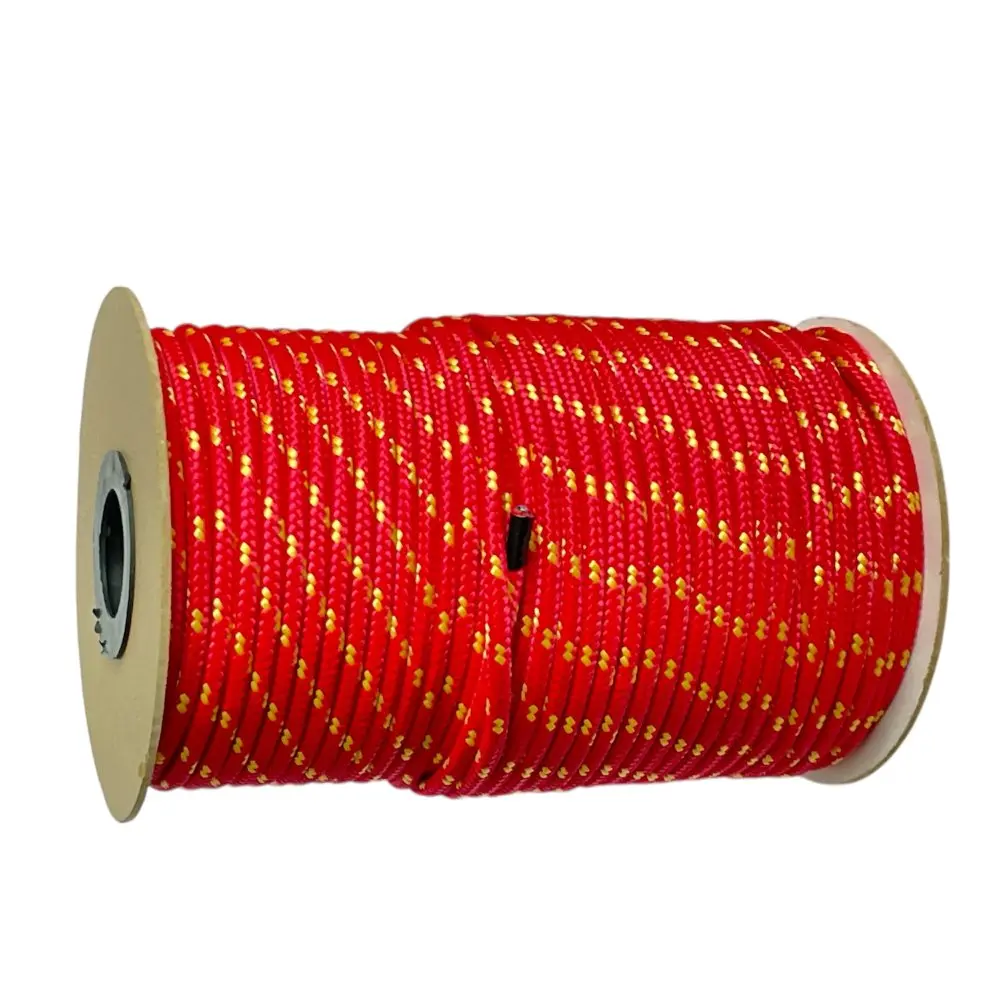 PPF 8 Polypropylenové lano pletené s jádrem - průměr 8mm, 100 metrů červené